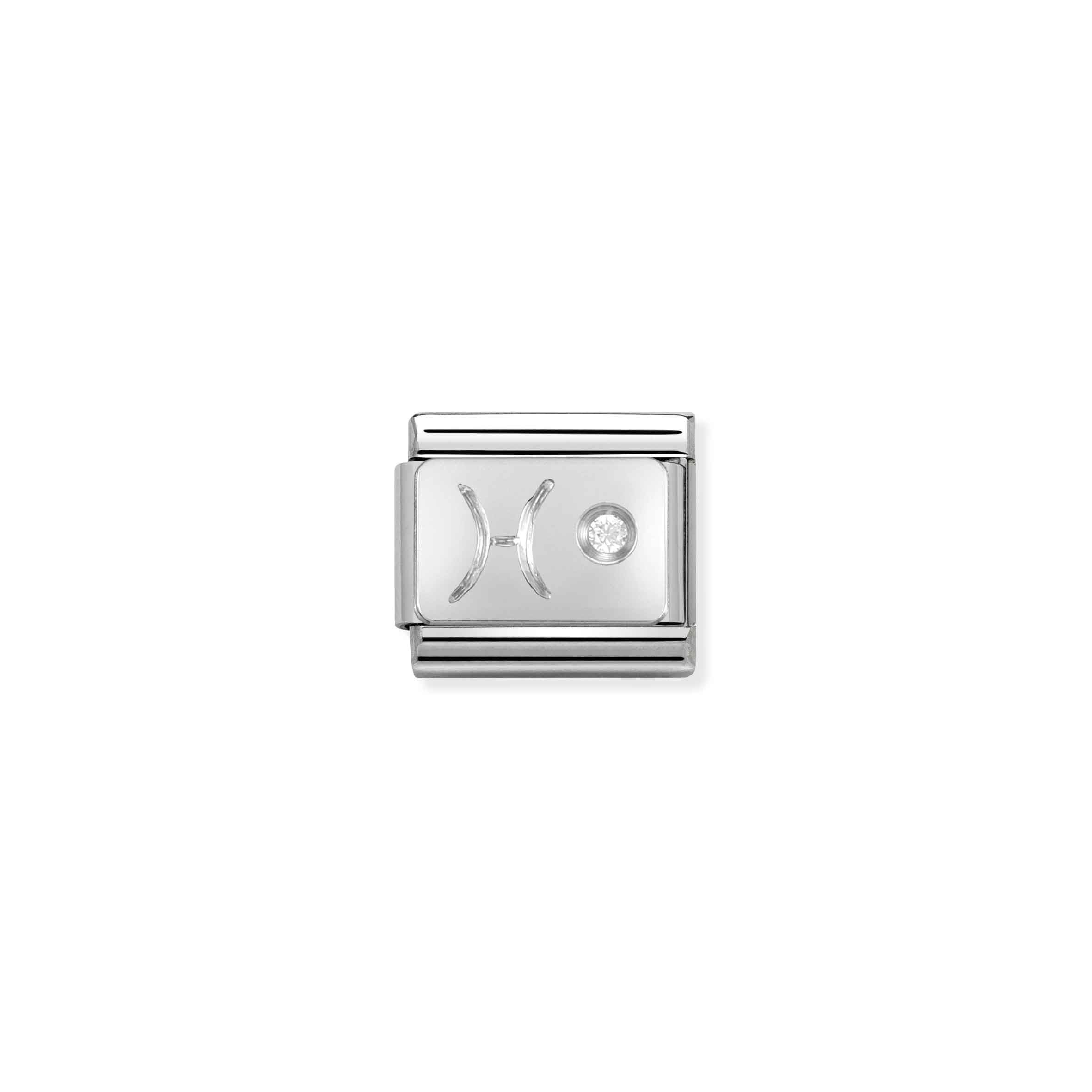 Charm, Composable Link, Pisces in Silver and Stone