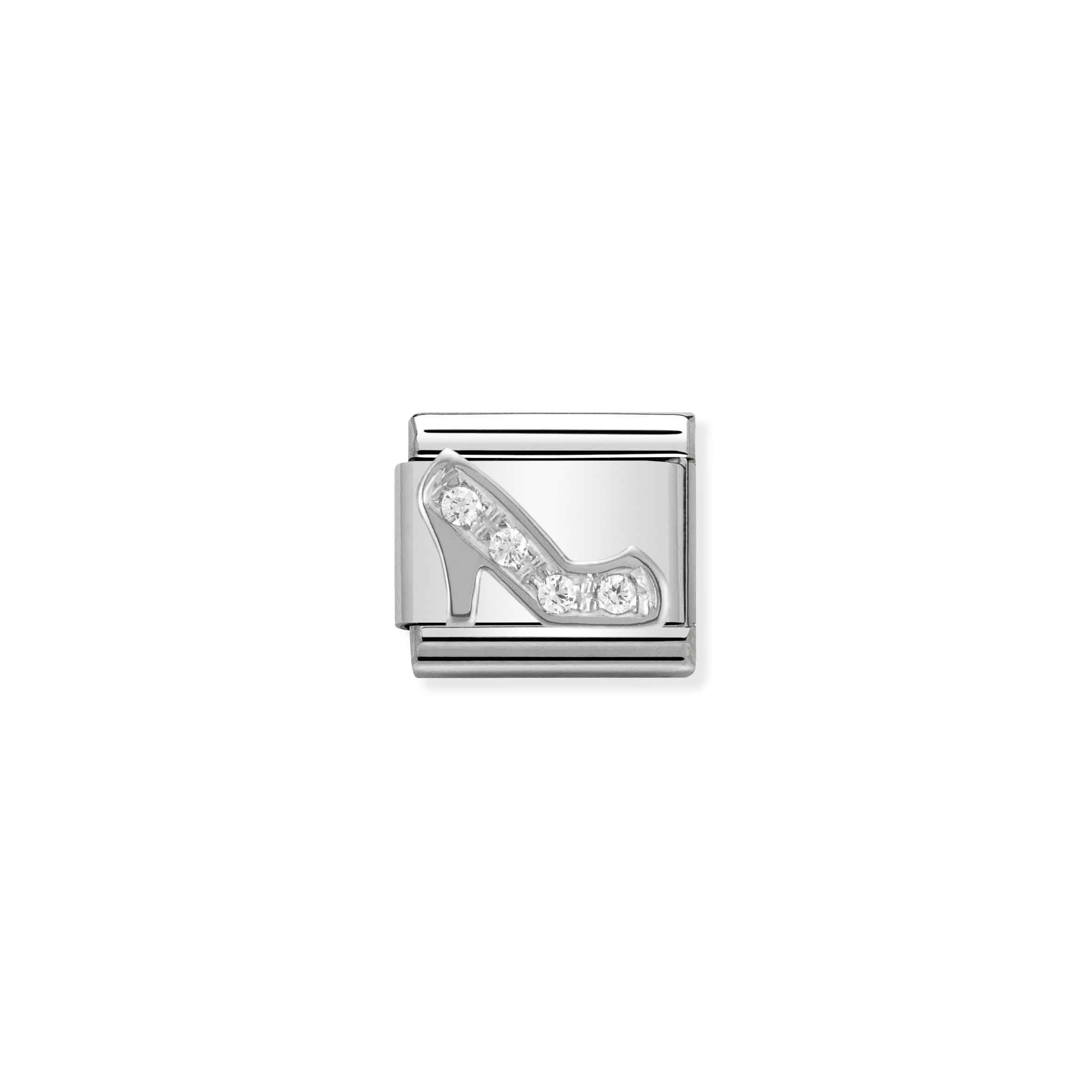 Charm, Composable Link, Shoe in Silver and Zirconia