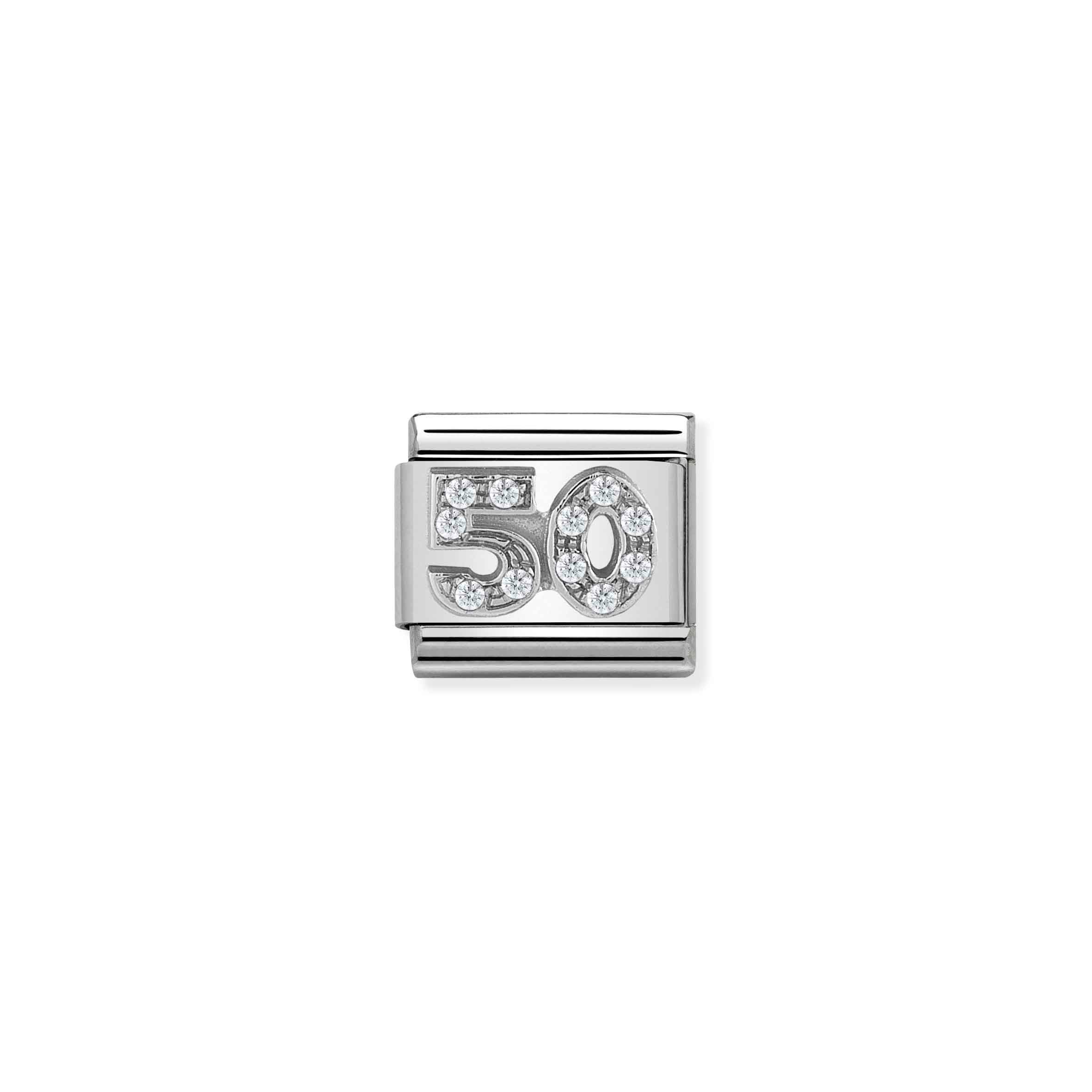 Charm, Composable Link, Number 50 Link with white Stones