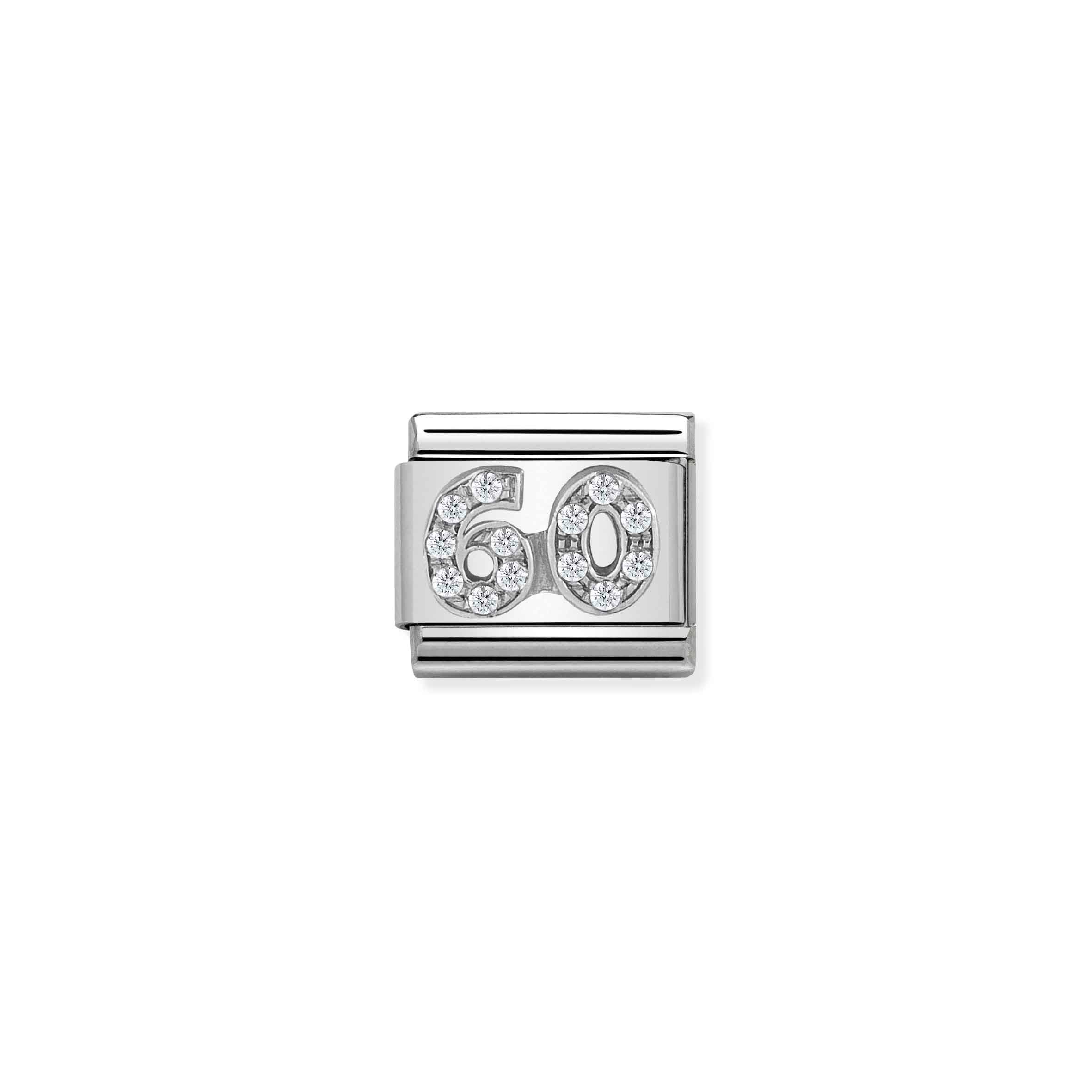 Charm, Composable Link, Number 60 Link with Stones