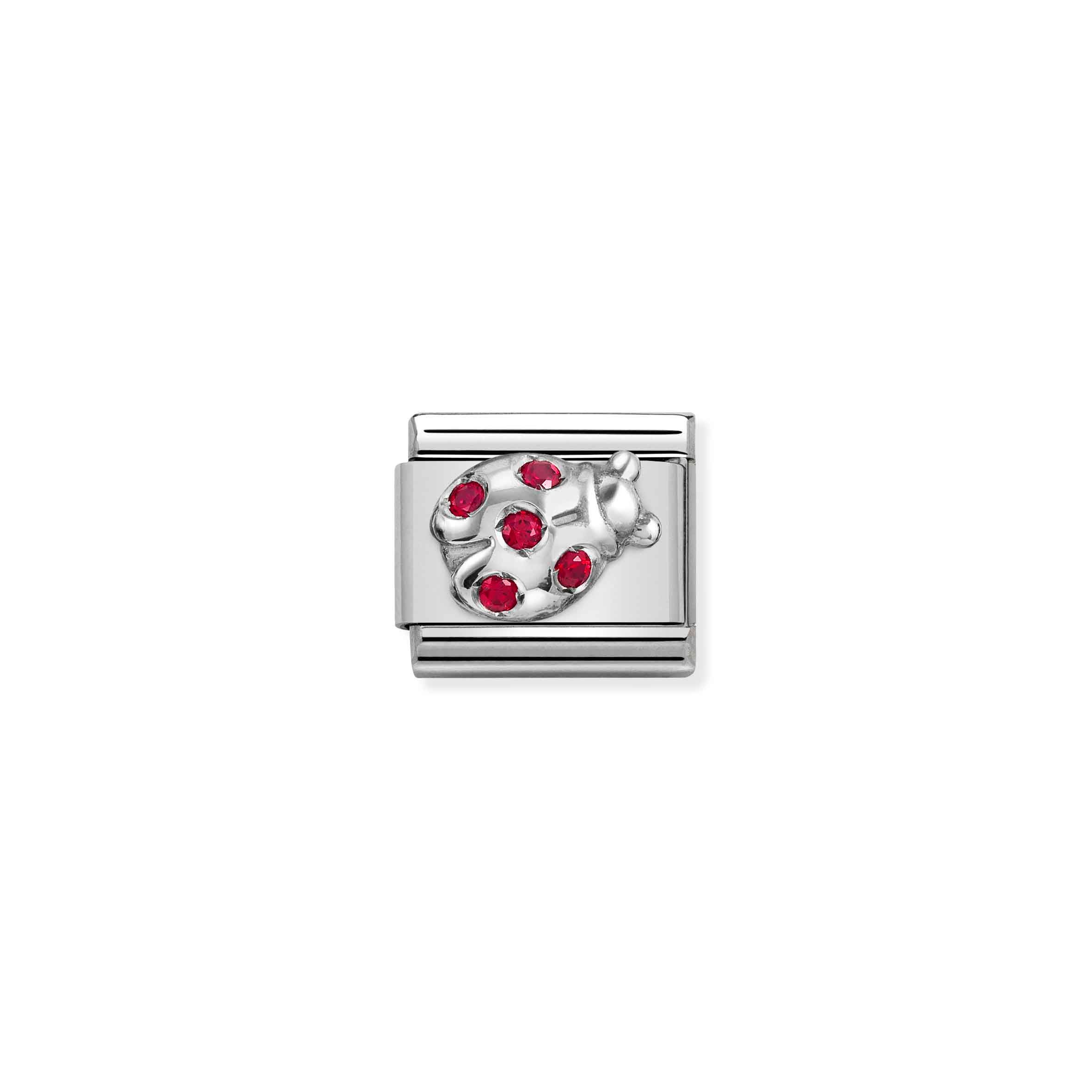 Charm, Composable Link, Ladybug,Silver and CZ