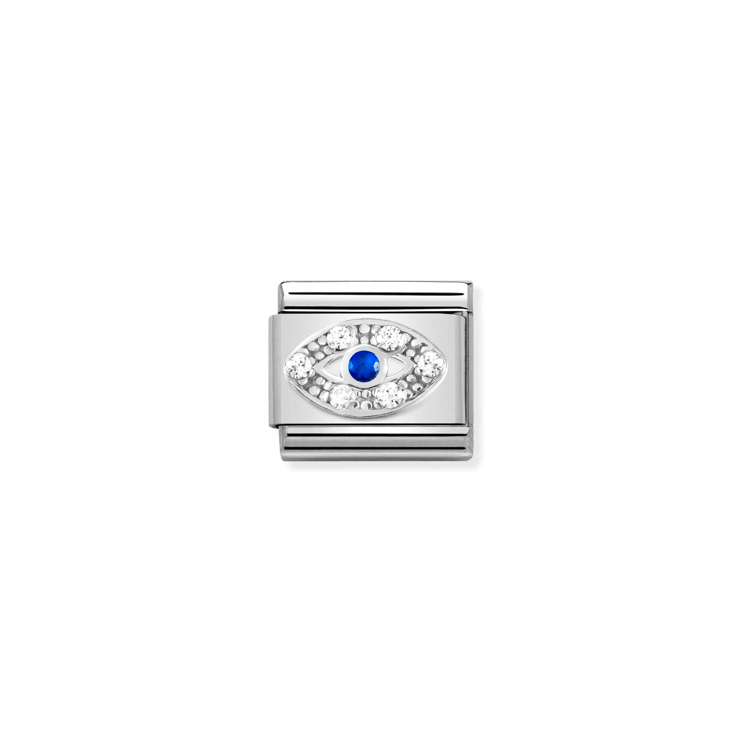 Charm, Composable Link, Greek Eye, silver and CZ