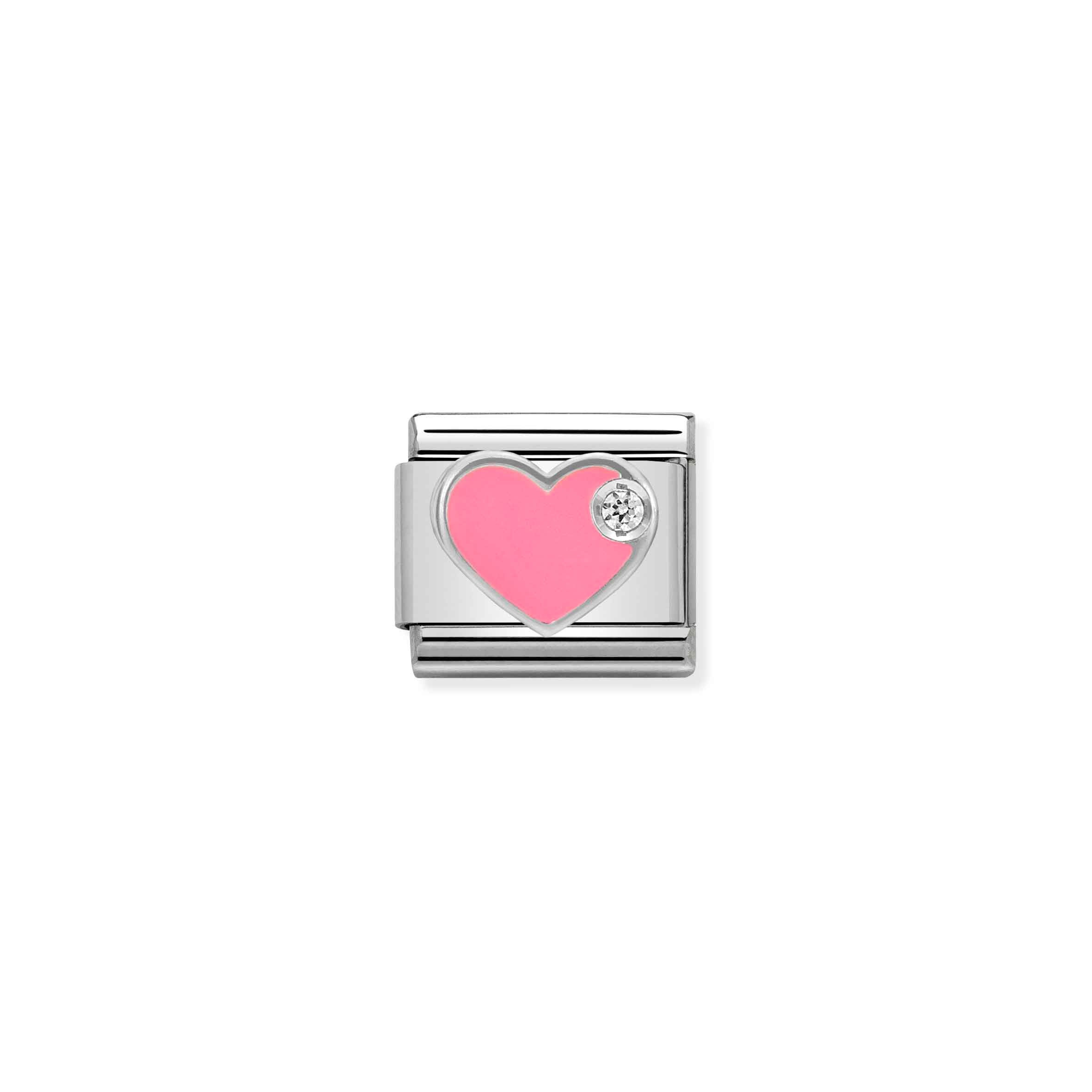 Charm, Composable Link, pink Enamel Heart
