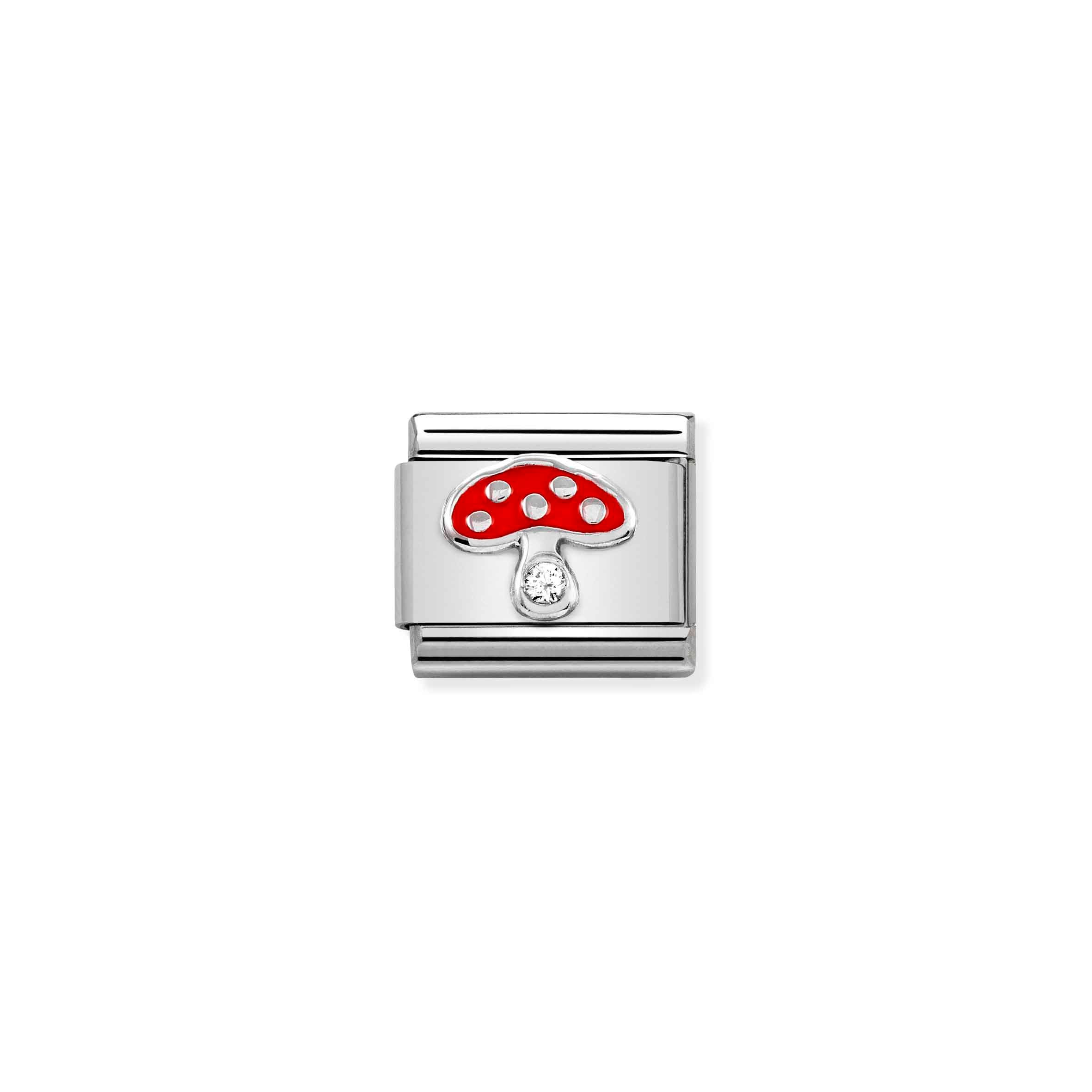 Charm, Composable Link, Silver Mushroom, CZ