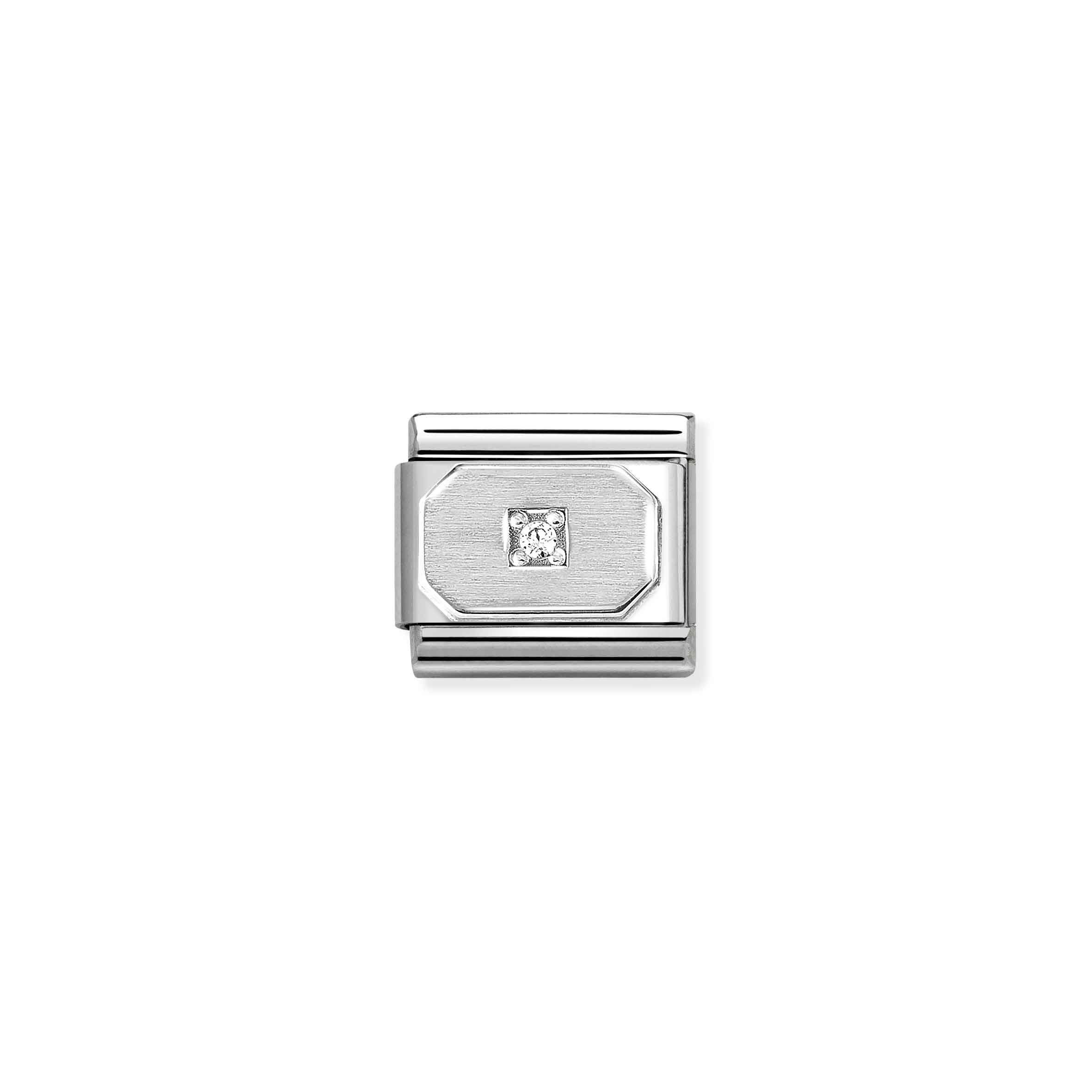 Charm, Composable Link, Rectangle with White stone