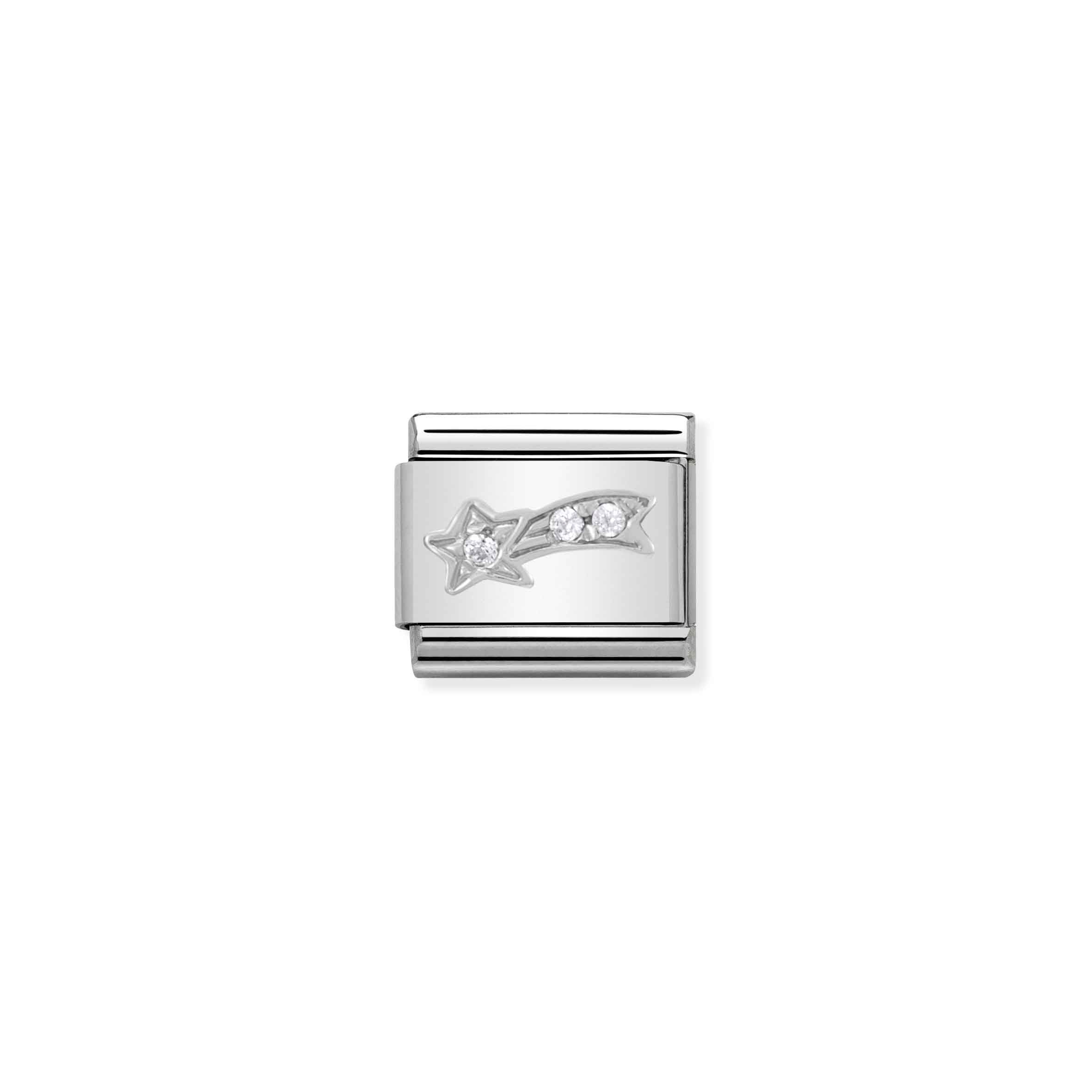 Charm, Composable Link, white Comet in Silver and Zirconia