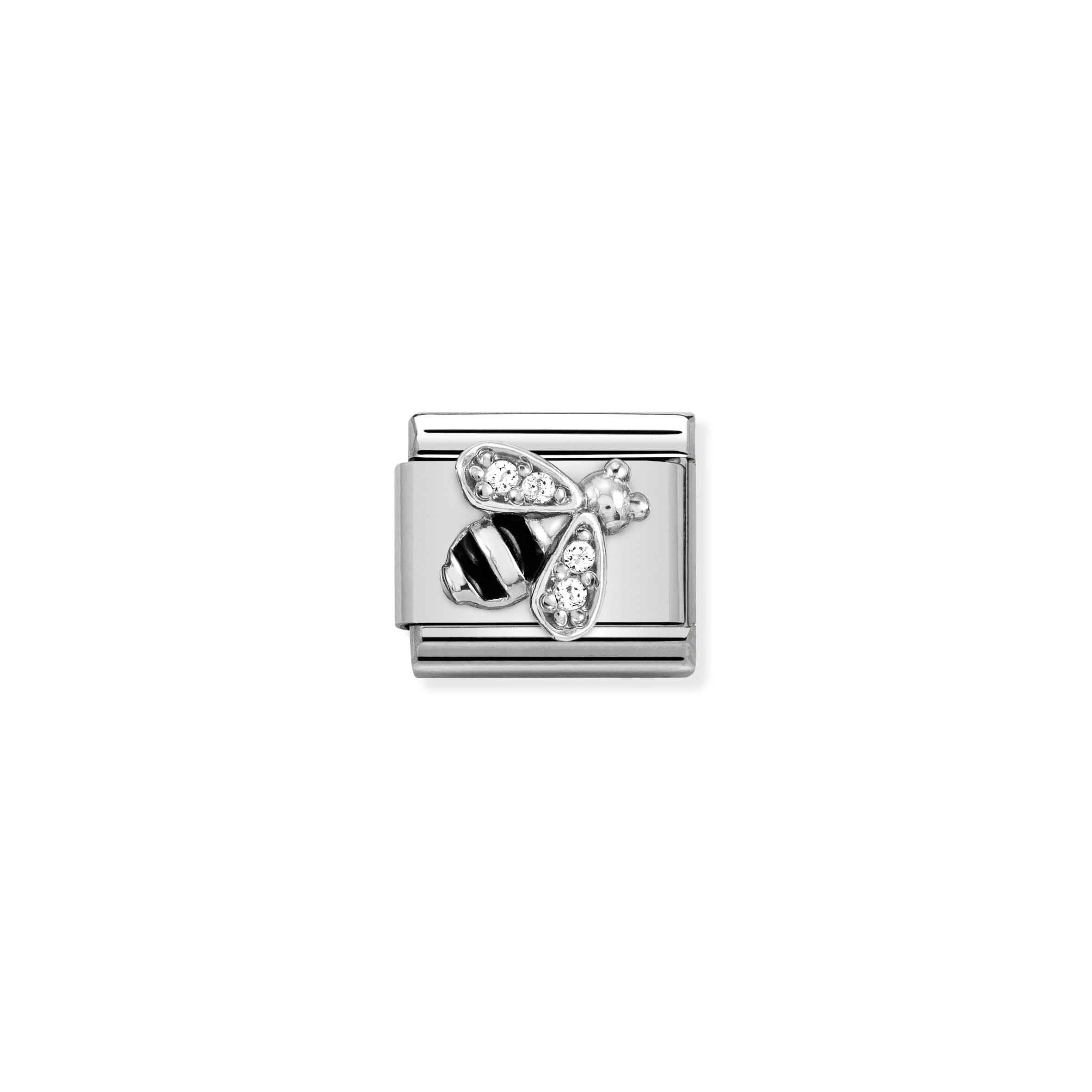 Charm, Composable Link, Silver Bee with CZ