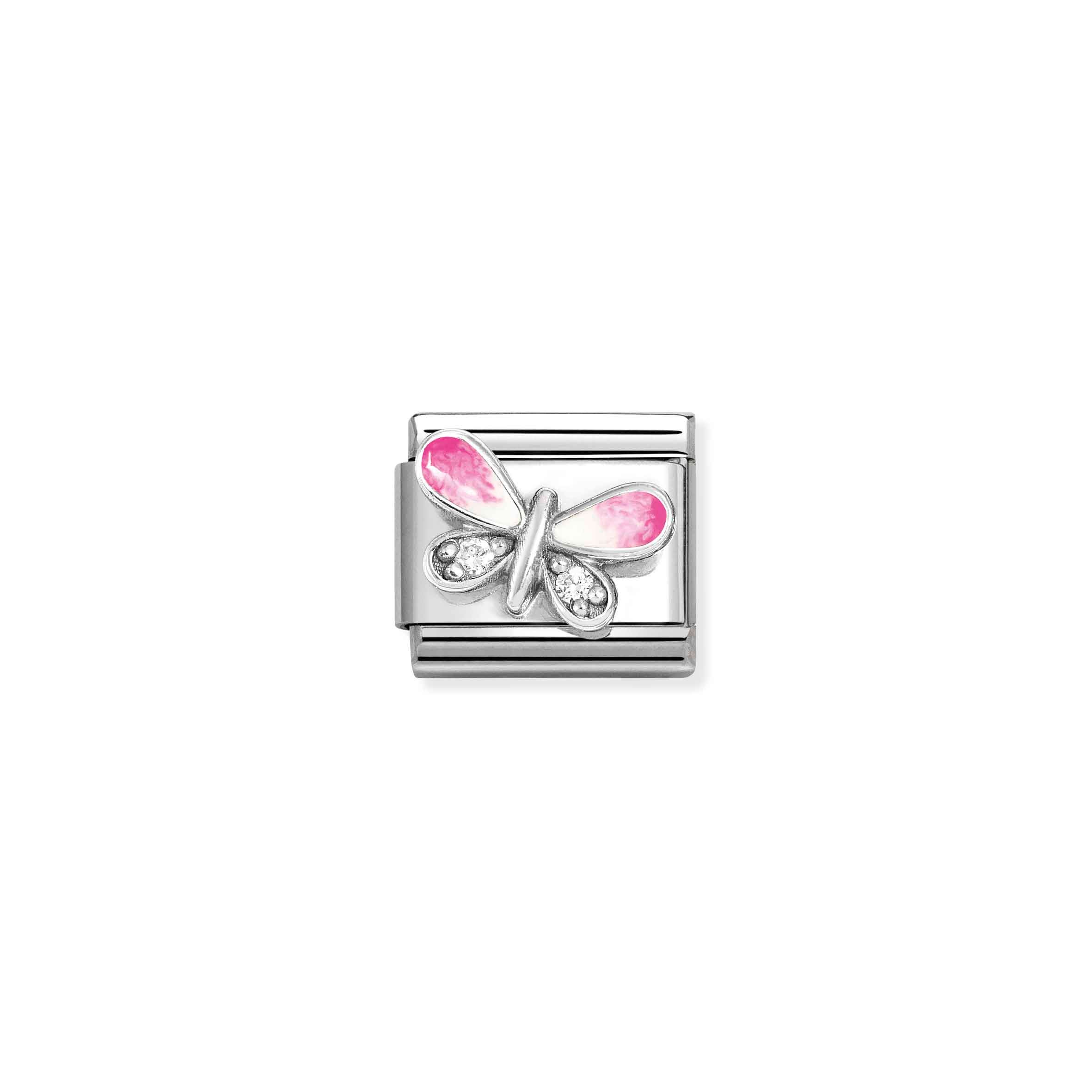Charm, Composable Link, Pink Butterfly with CZ