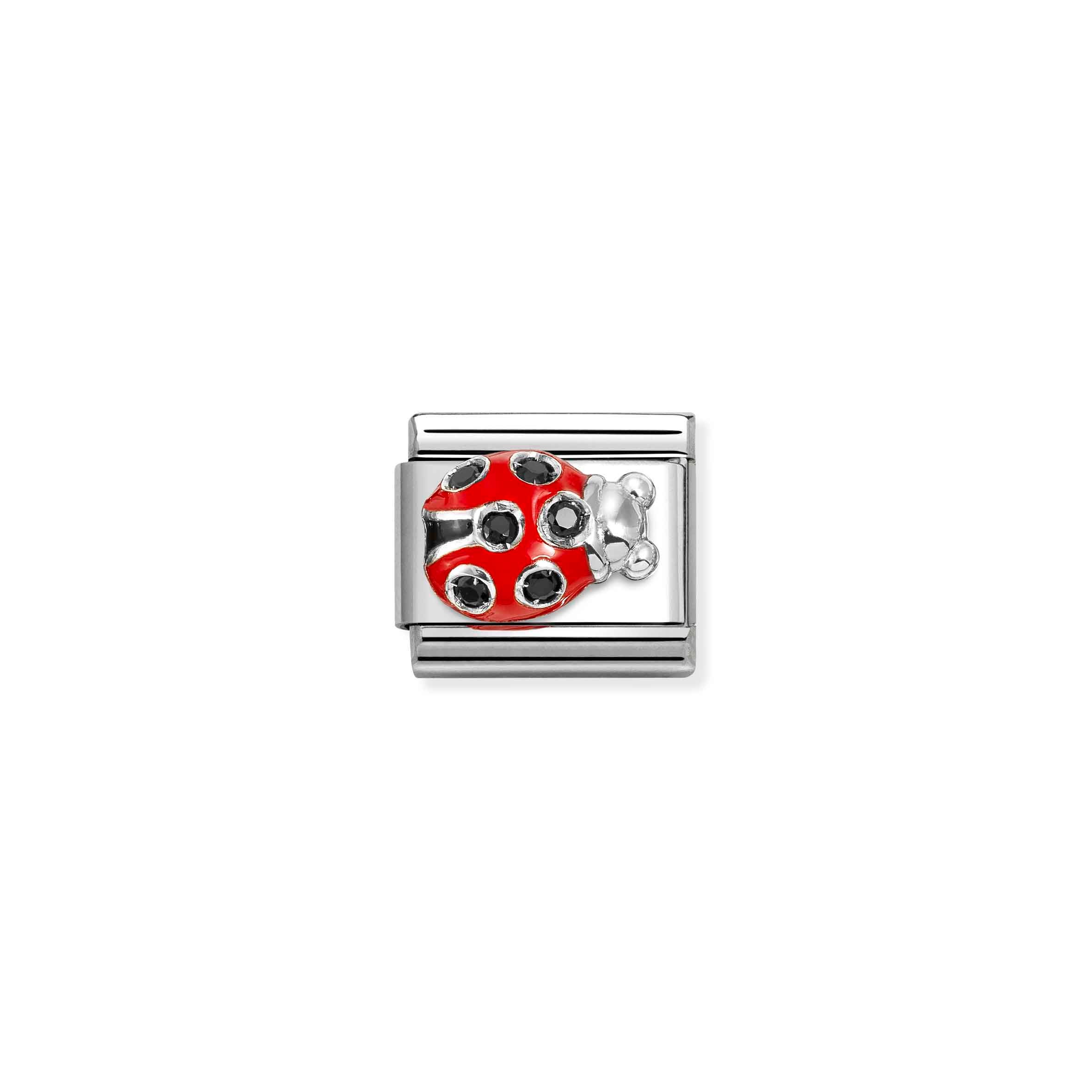 Charm, Composable Link, Ladybug Red, Black CZ