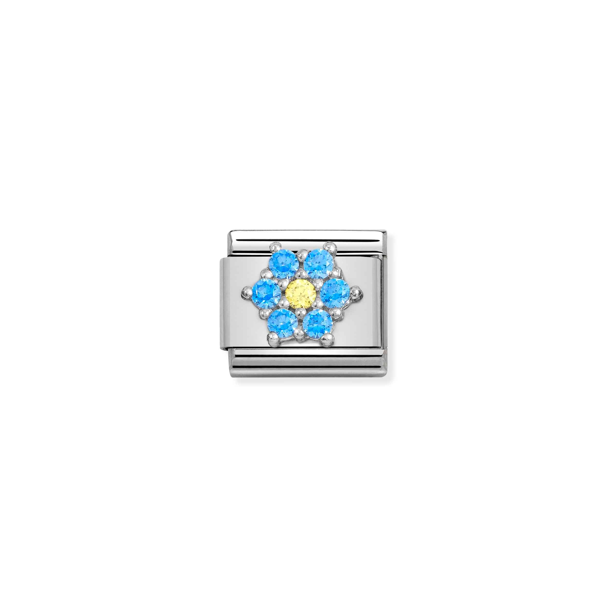 Charm, Composable Link, with Flower in sterling Silver