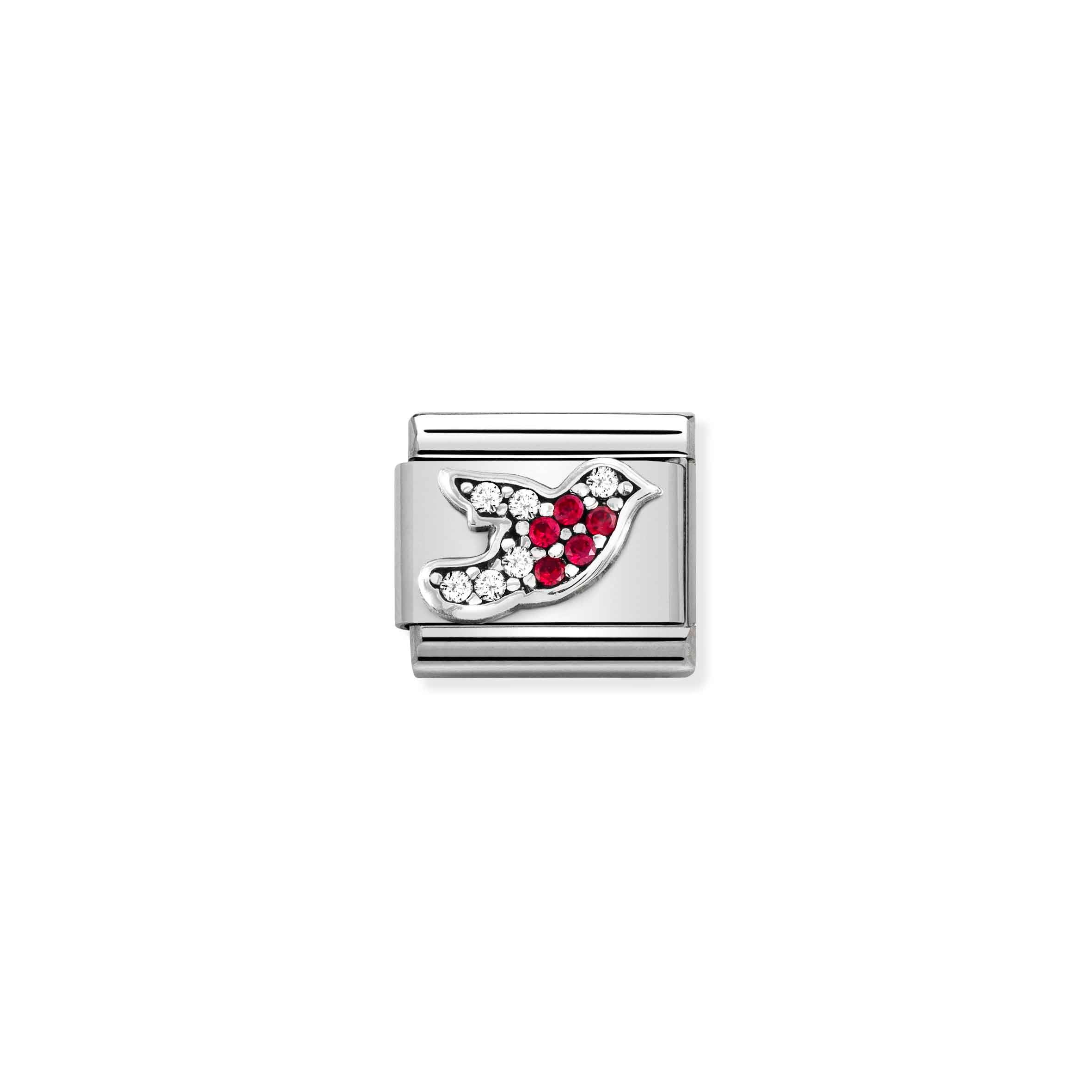 Charm, Composable Link, Silver Robin with CZ