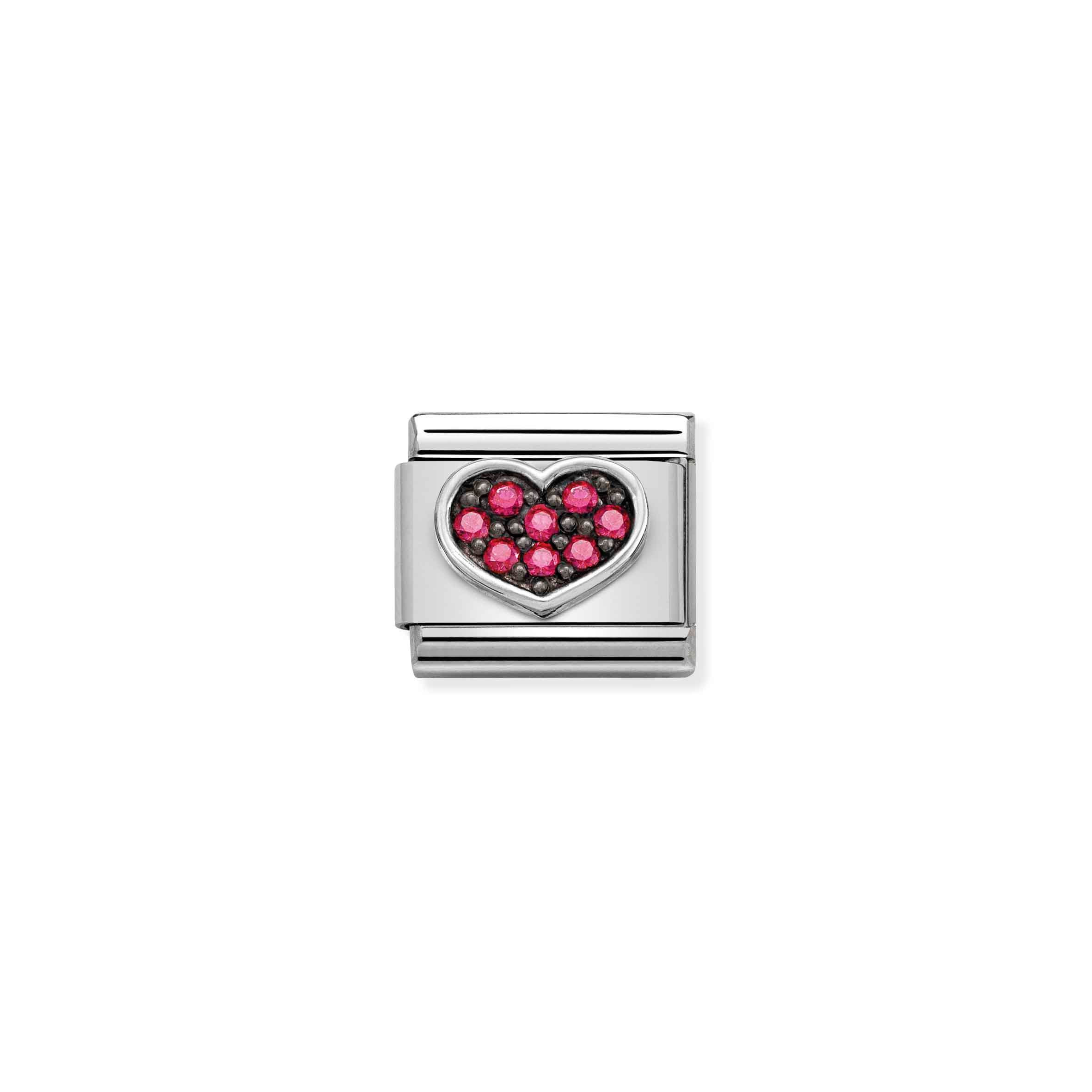 Charm, Composable Link, Heart Fuchsia CZ