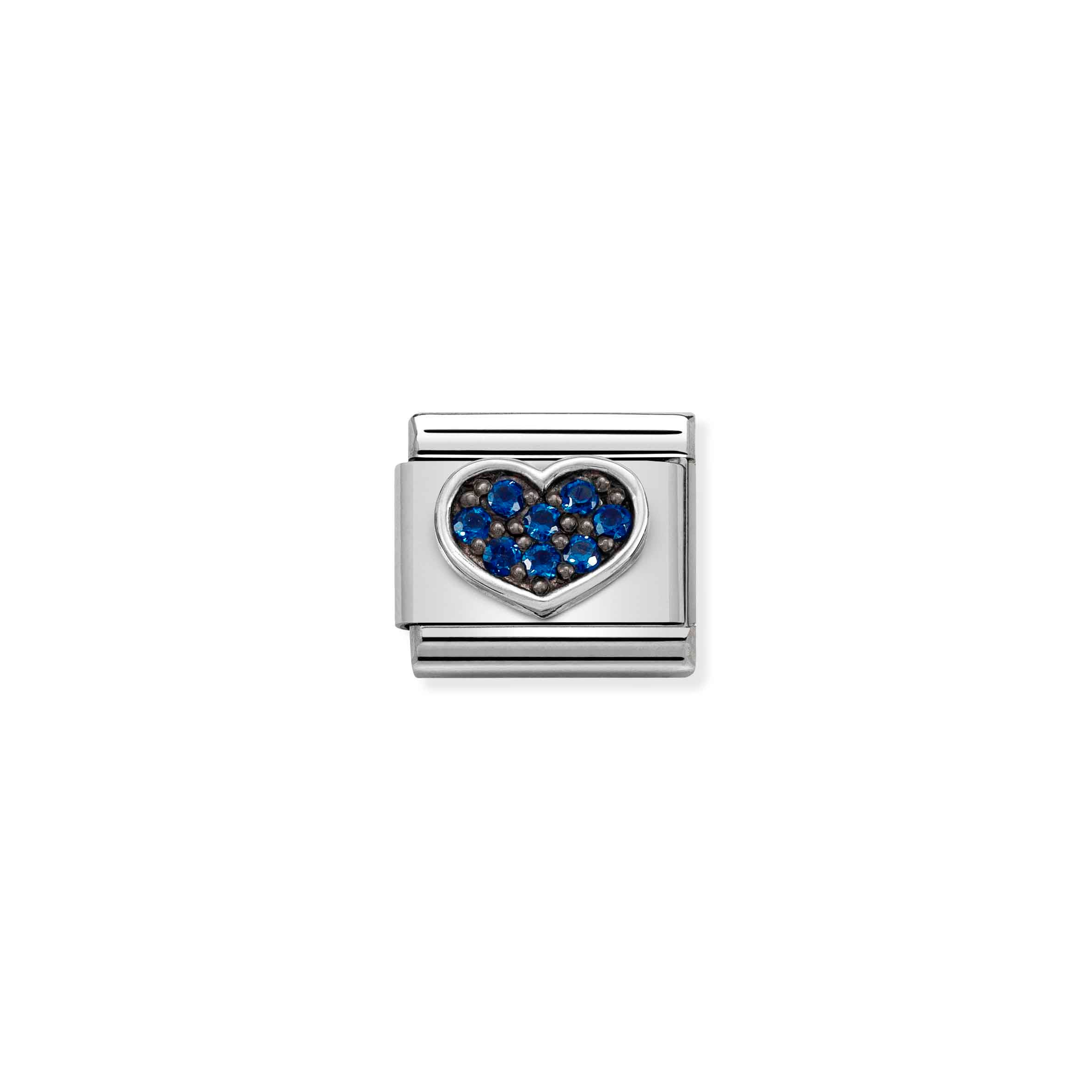 Charm, Composable Link, Heart Blue CZ