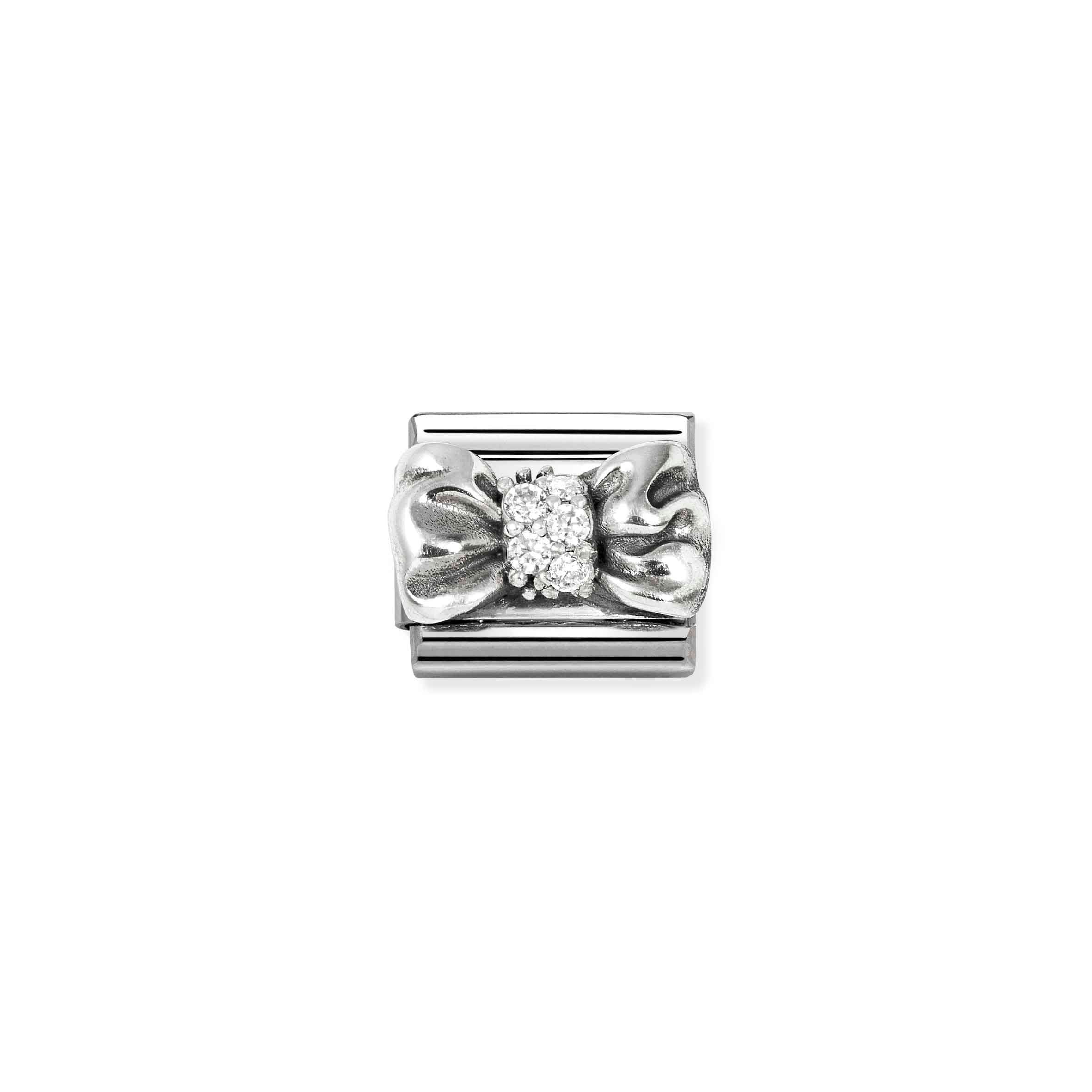 Charm, Composable Link, Bow with CZ, silver
