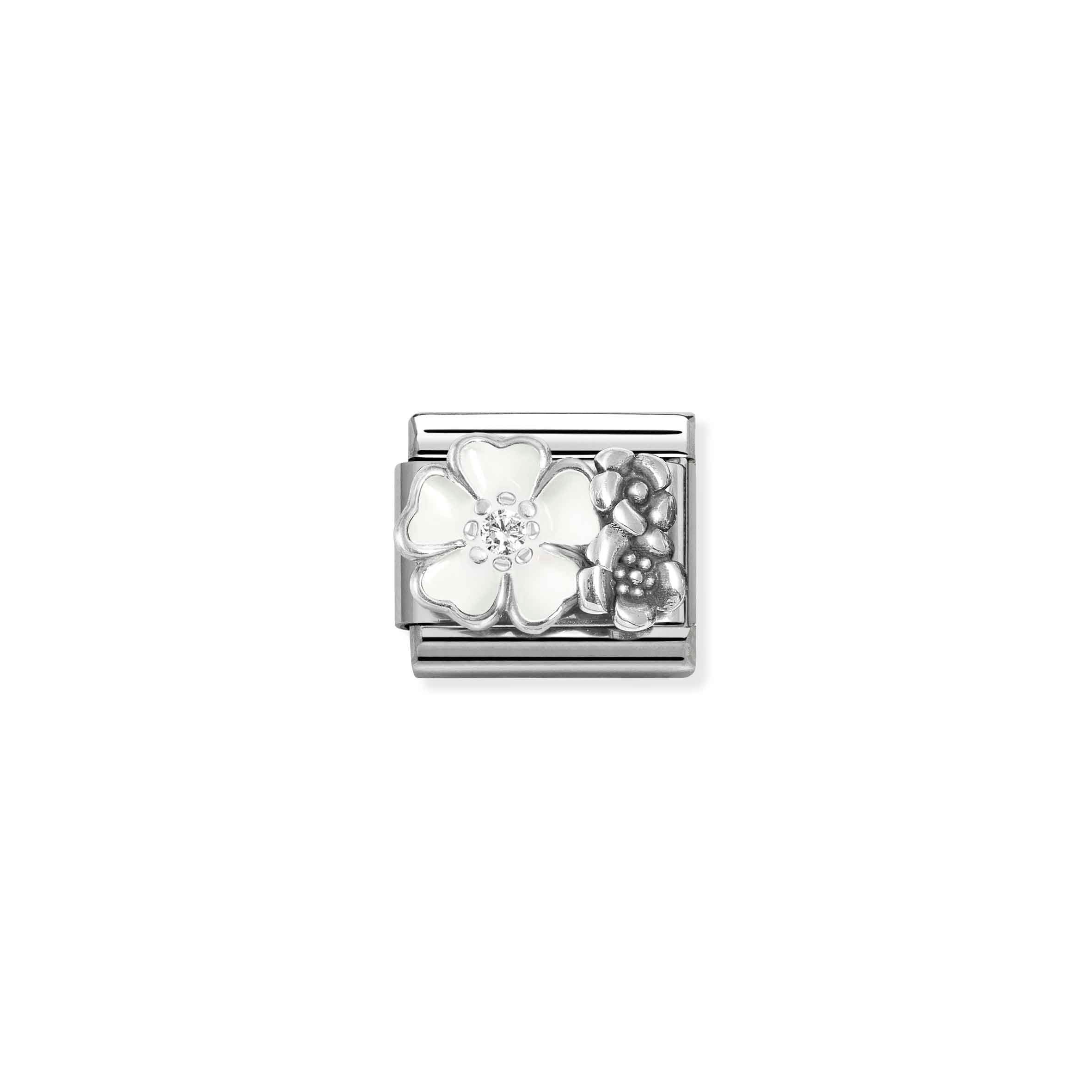 Charm, Composable Link, Flowers with CZ
