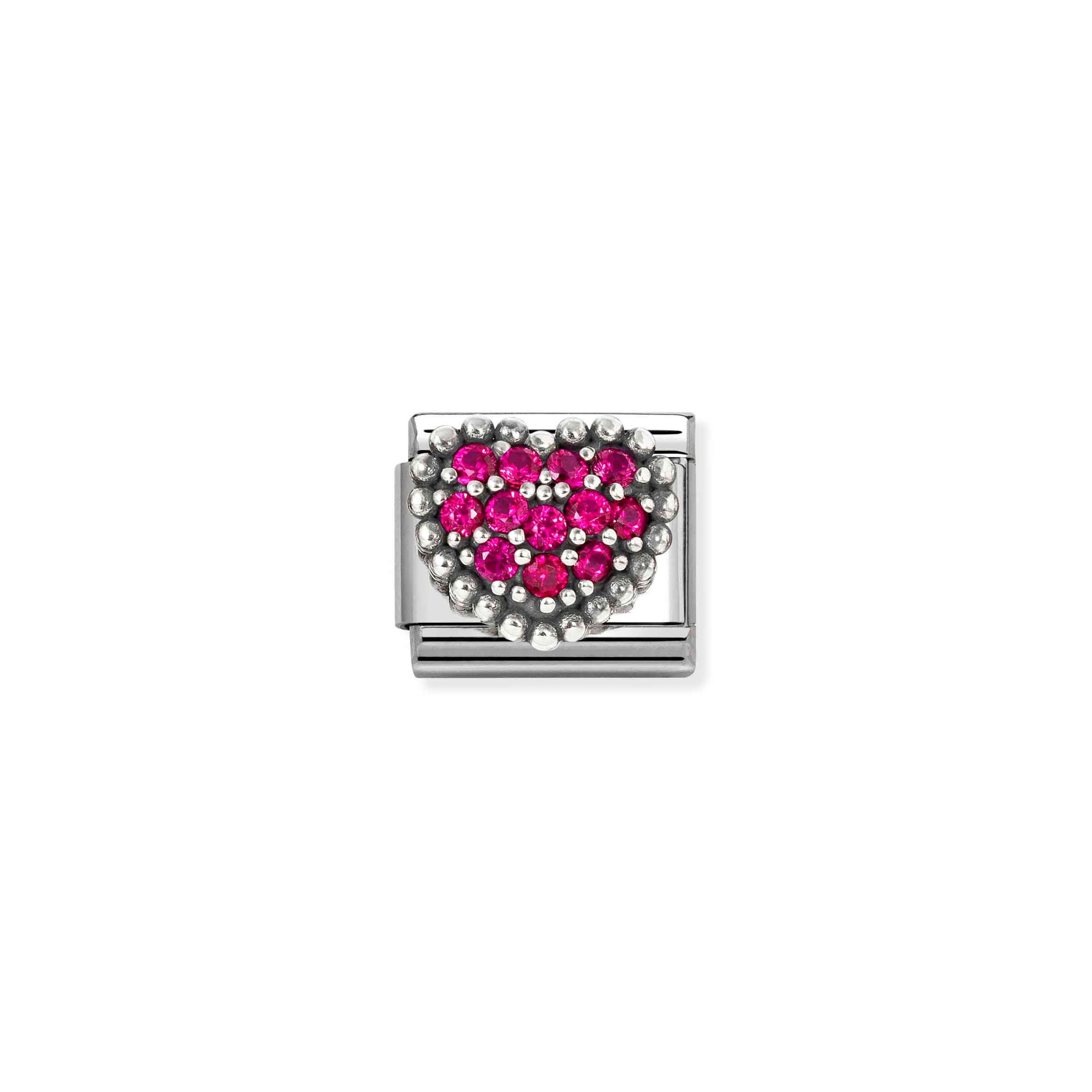 Charm, Composable Link, Heart with Red CZ