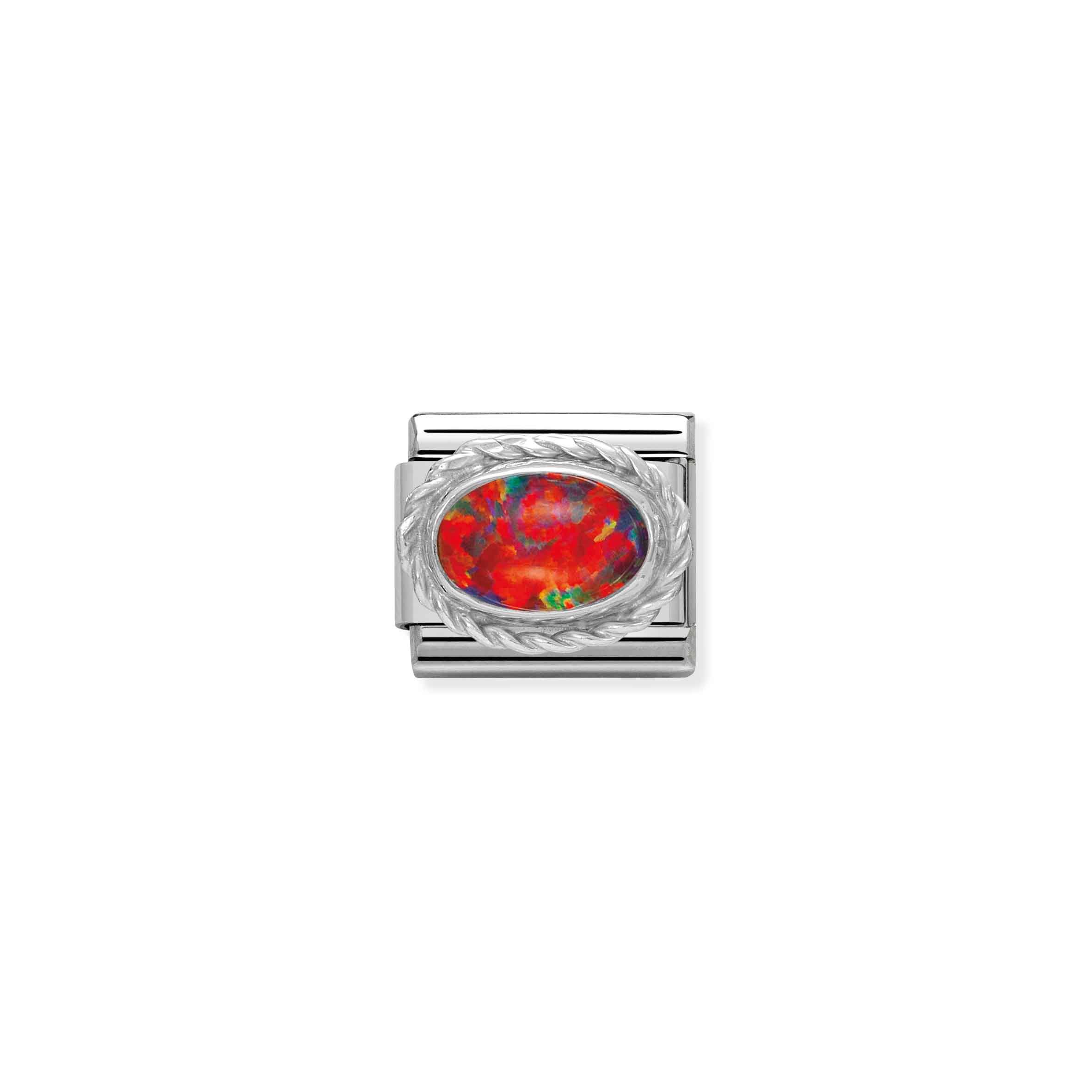 Charm, Composable Link, in Silver with red Opal