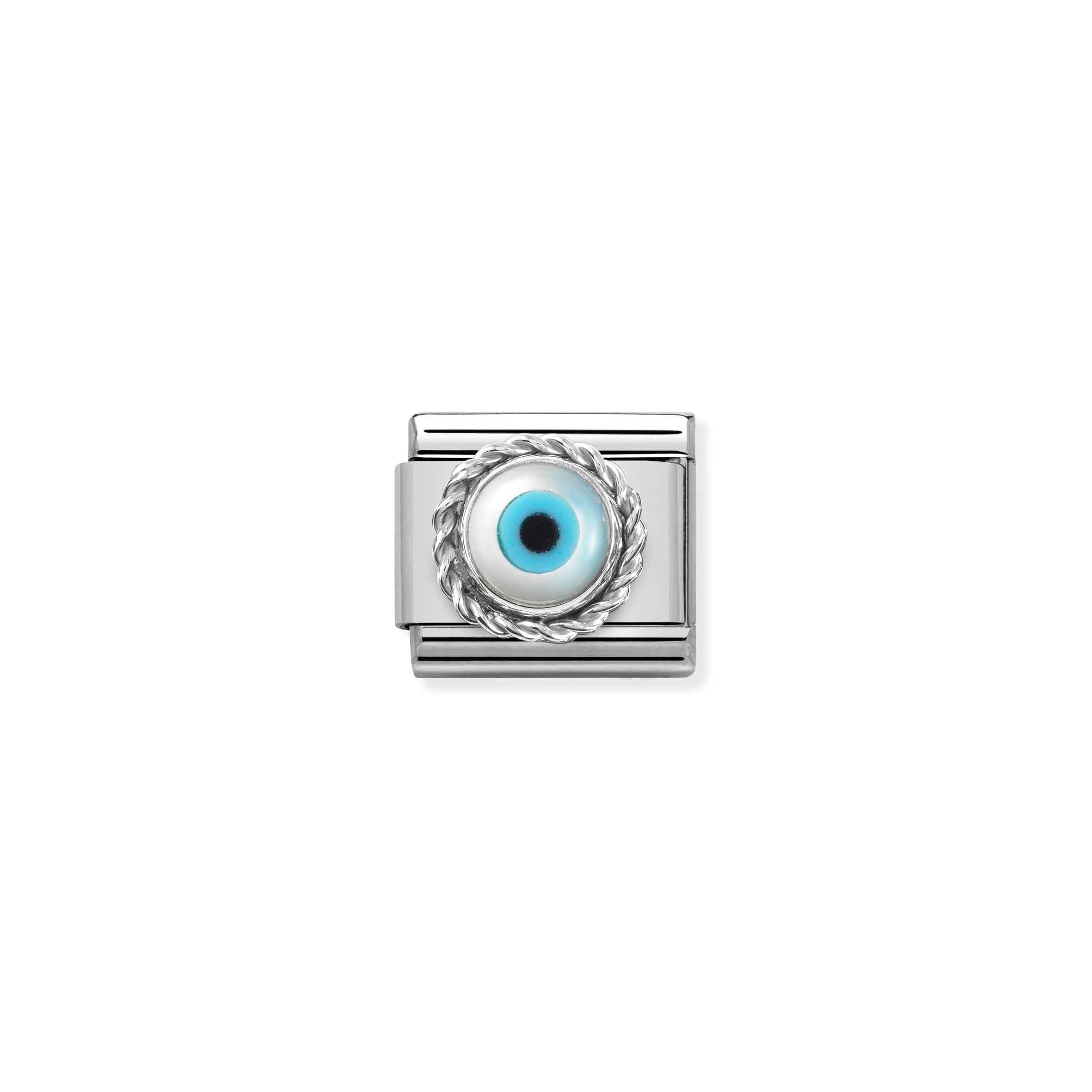 Charm, Composable Link, Greek Eye, sterling silver