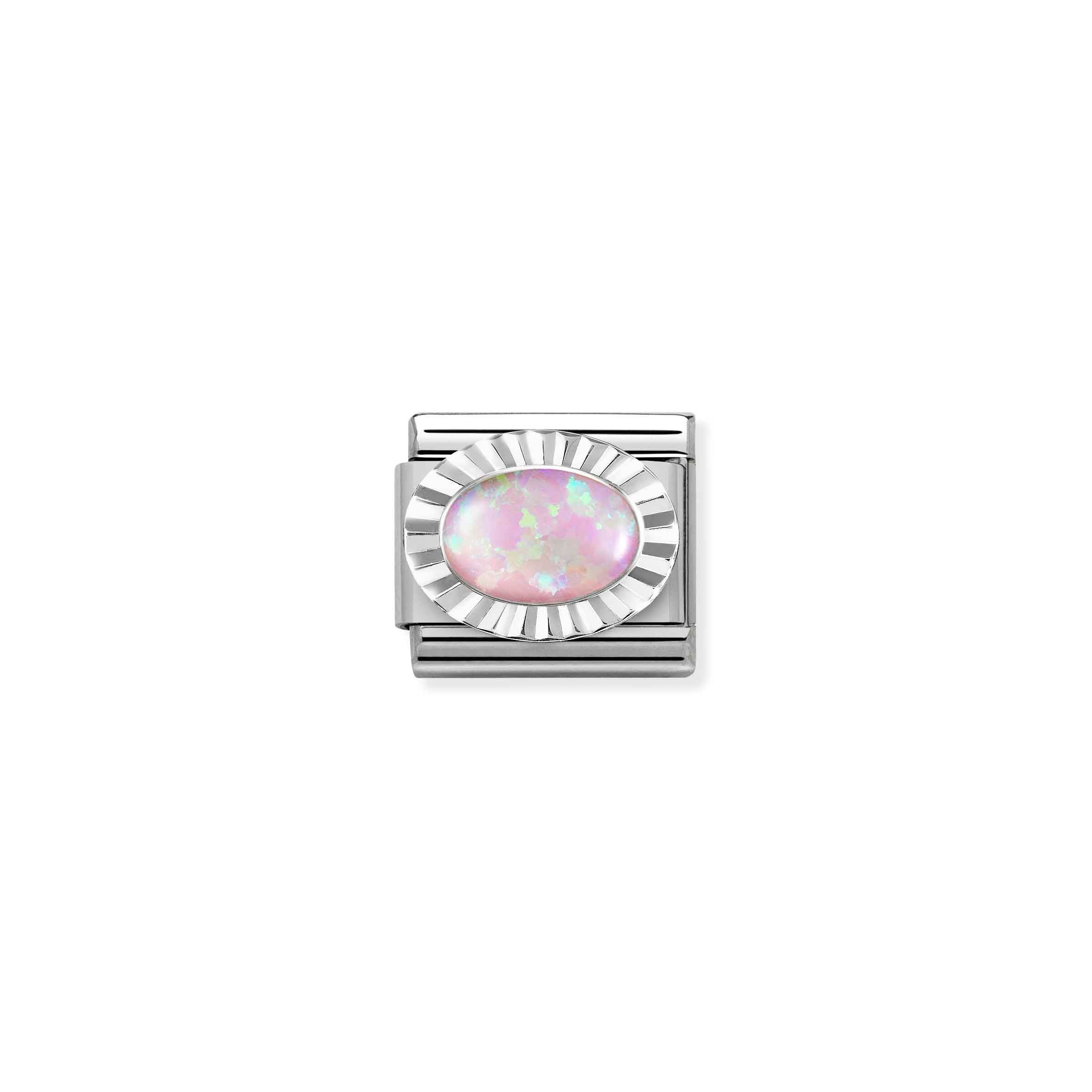 Charm, Composable Link, Pink Opal and sterling silver