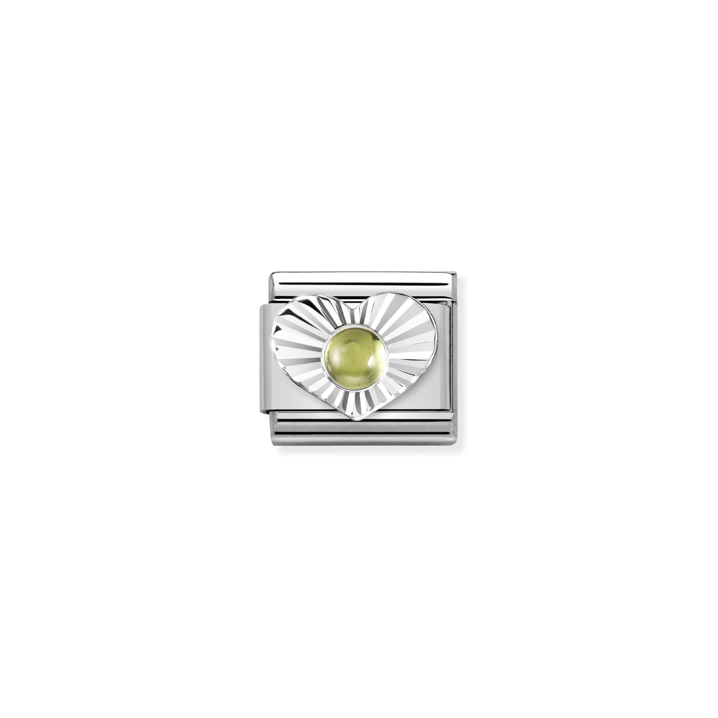 Charm, Composable Link, silver Heart, Peridot
