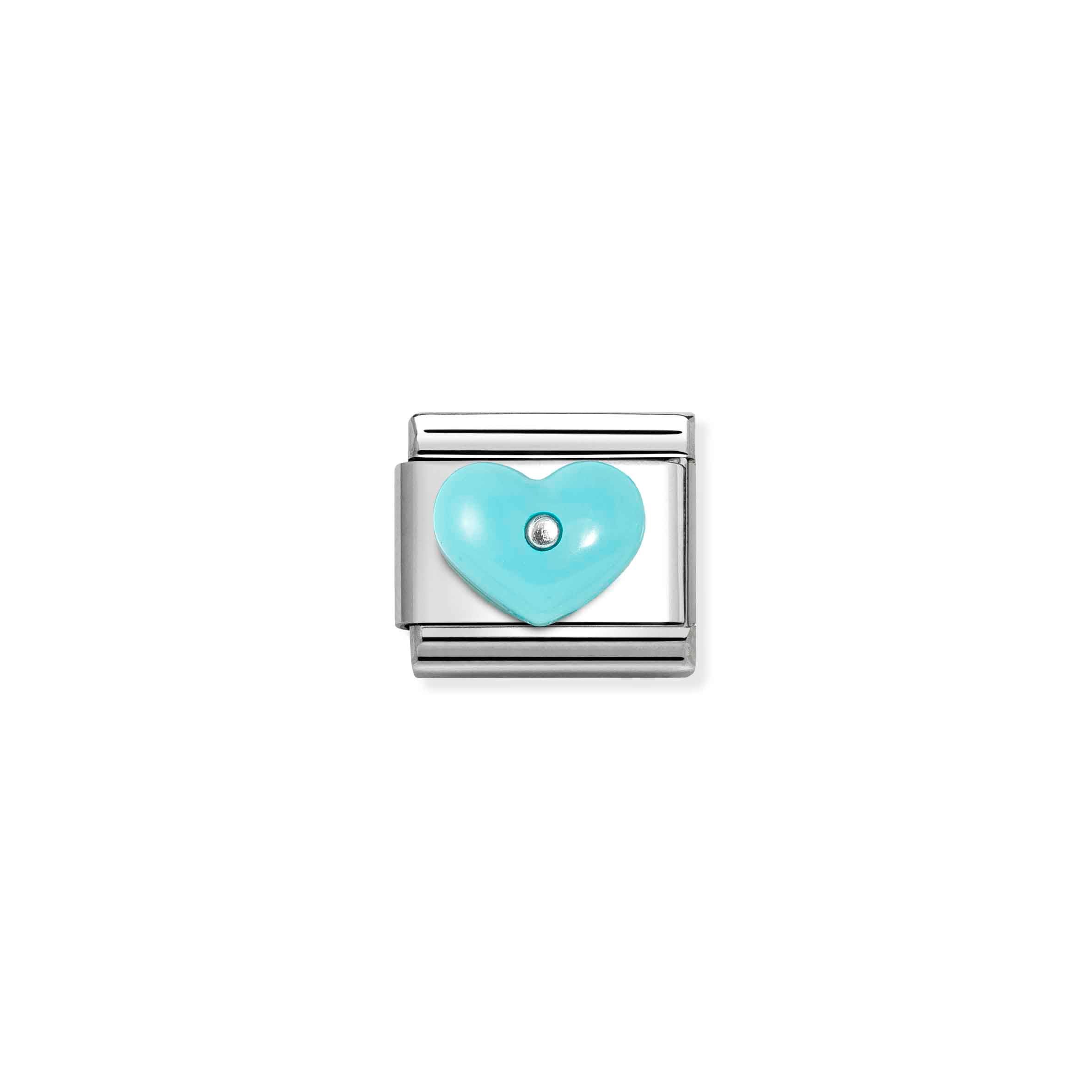 Charm, Composable Link, Heart, Turquoise Synthetic Stone