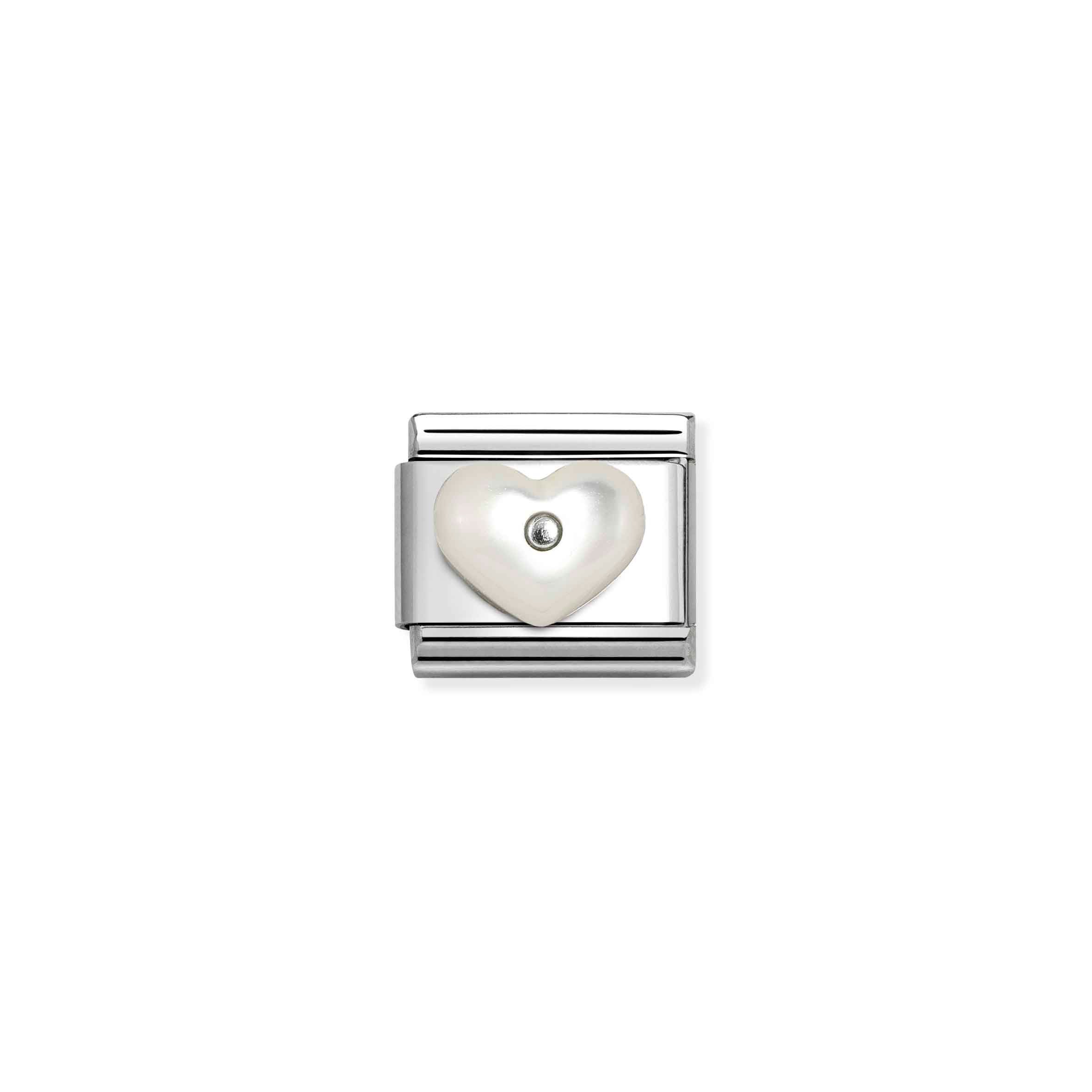 Charm, Composable Link, Heart, White Mother of Pearl