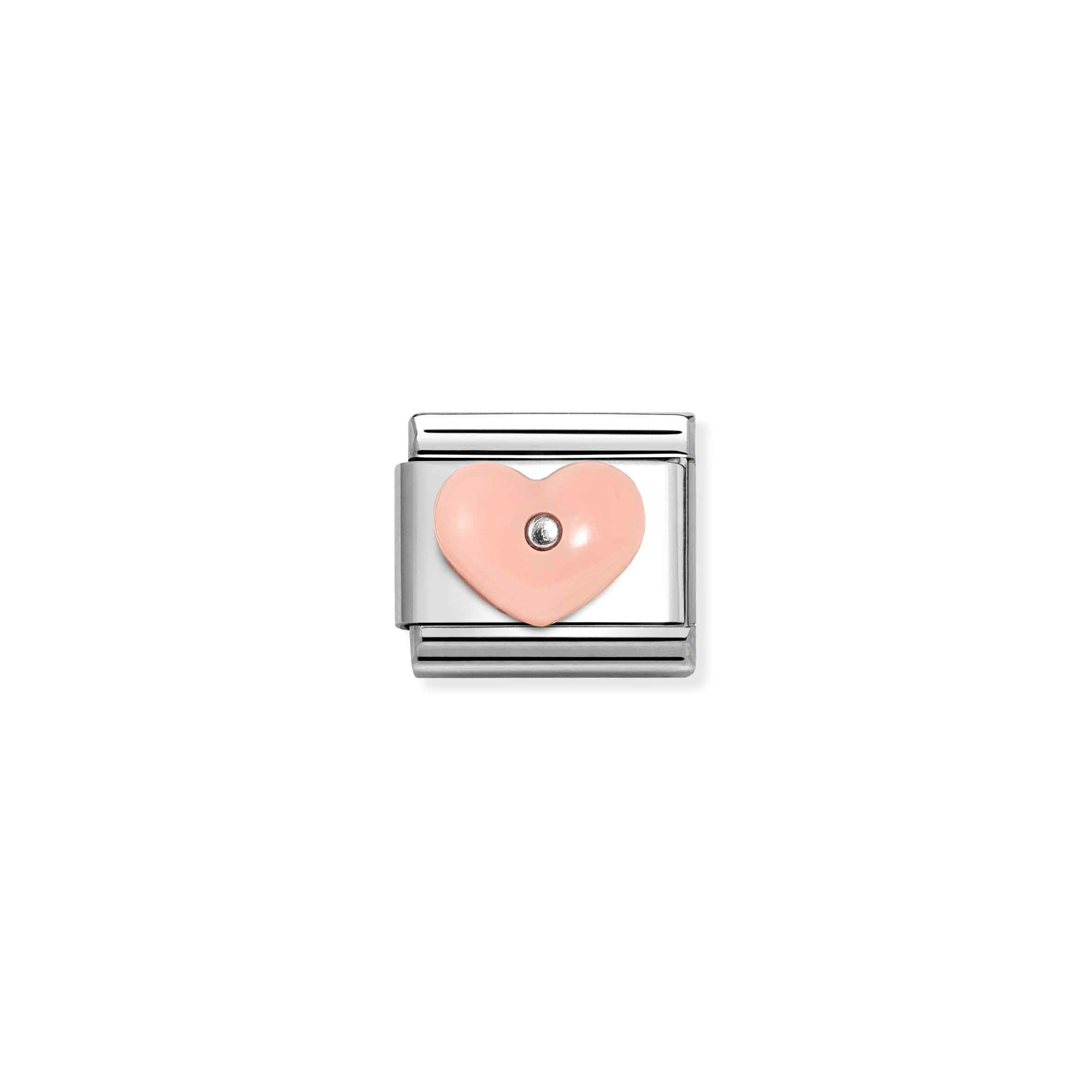 Charm, Composable Link, Heart, Pink Synthetic Stone