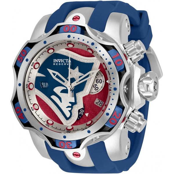 Invicta Men's 33057 NFL Patriots Red and Silver Inserts Silicone Watch