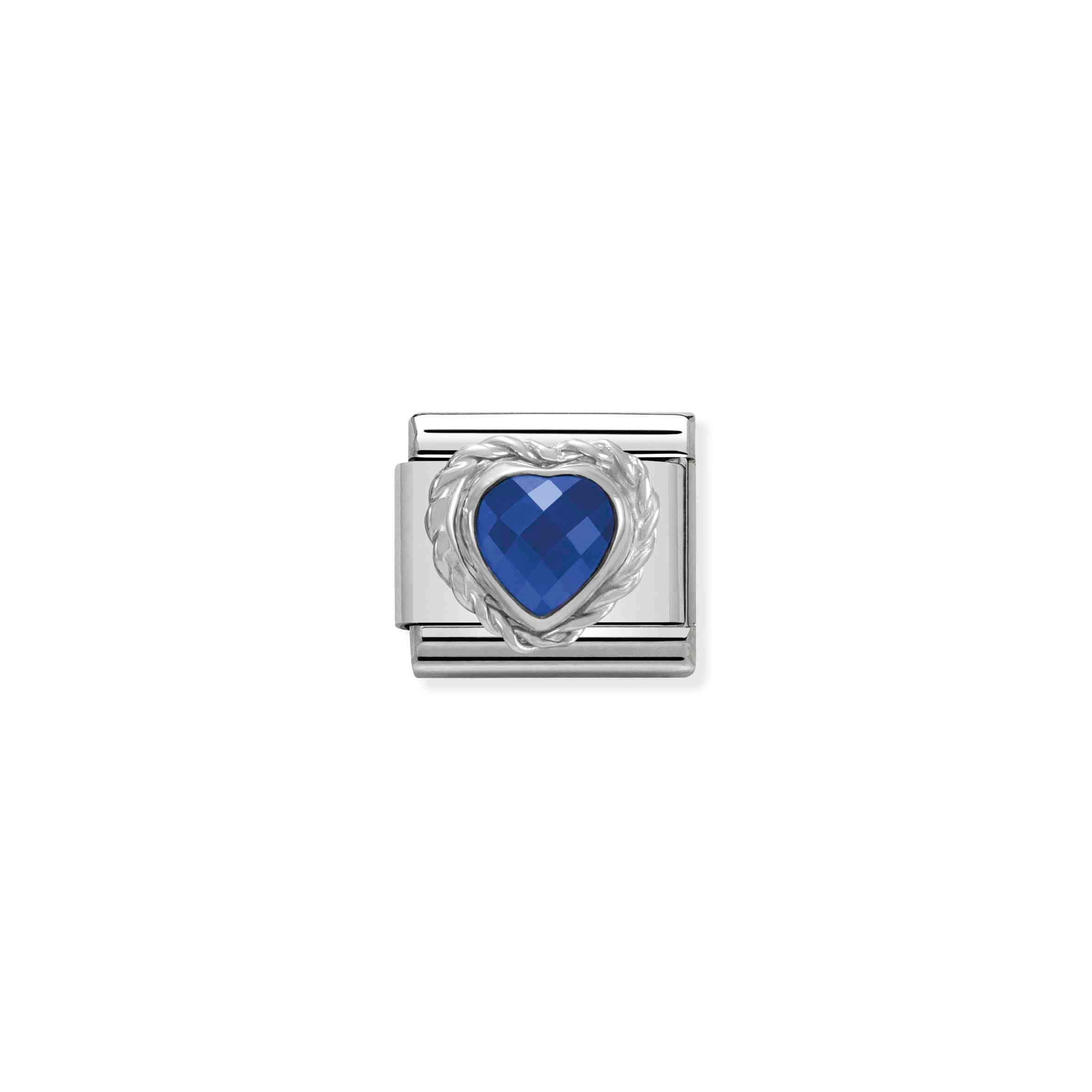 Charm, Composable Link, blue Heart silver