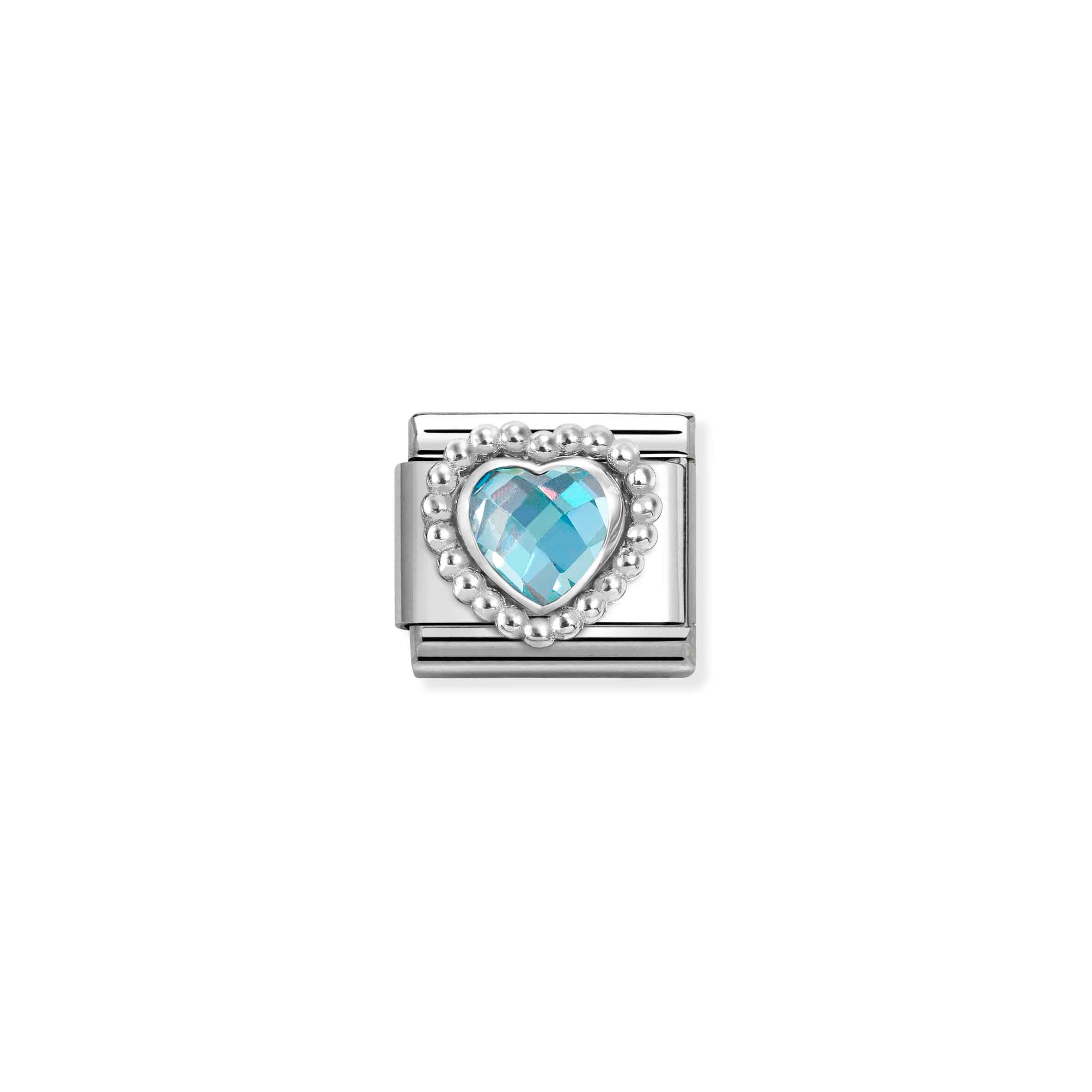 Charm, Composable Link, Light Blue CZ Heart