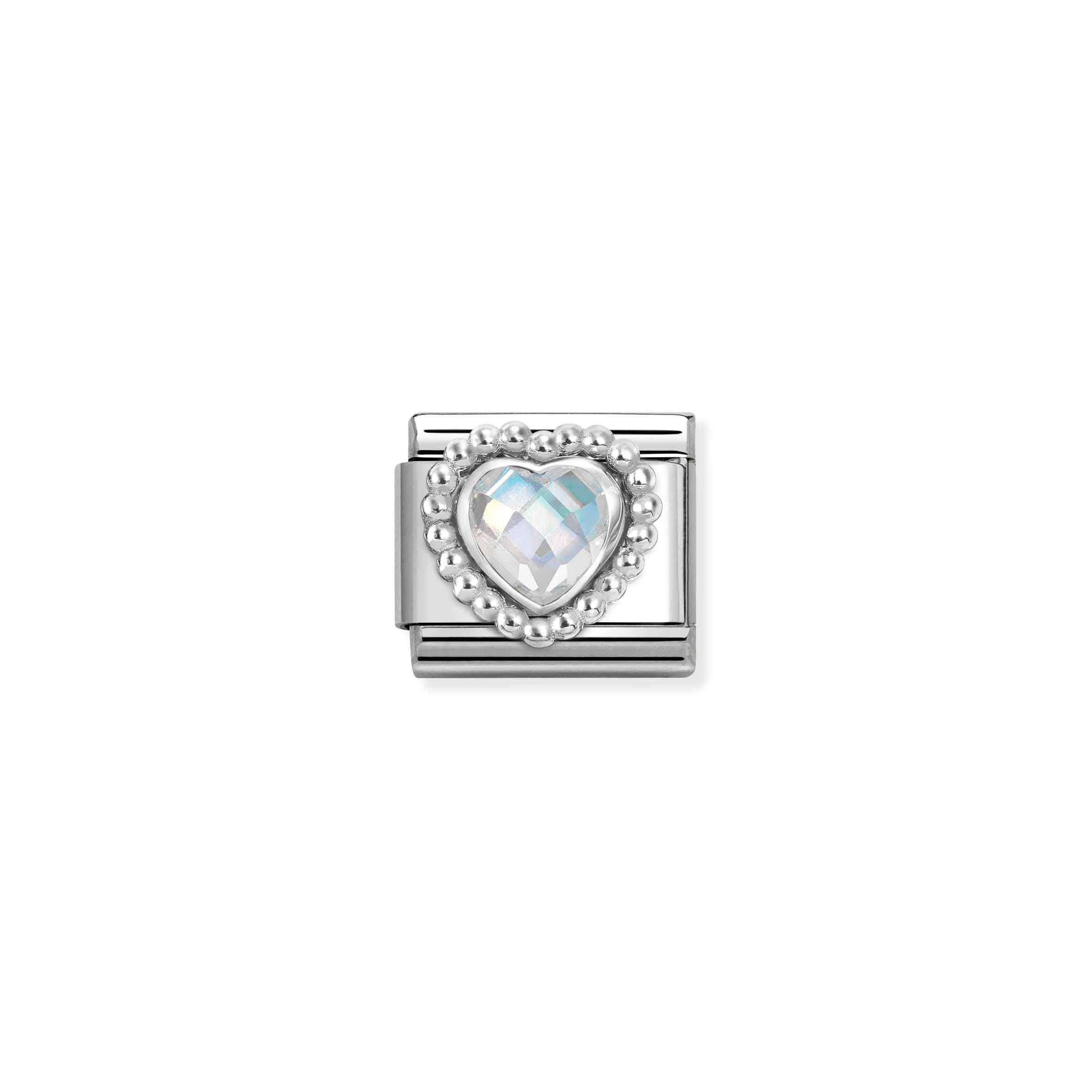 Charm, Composable Link, White CZ Heart
