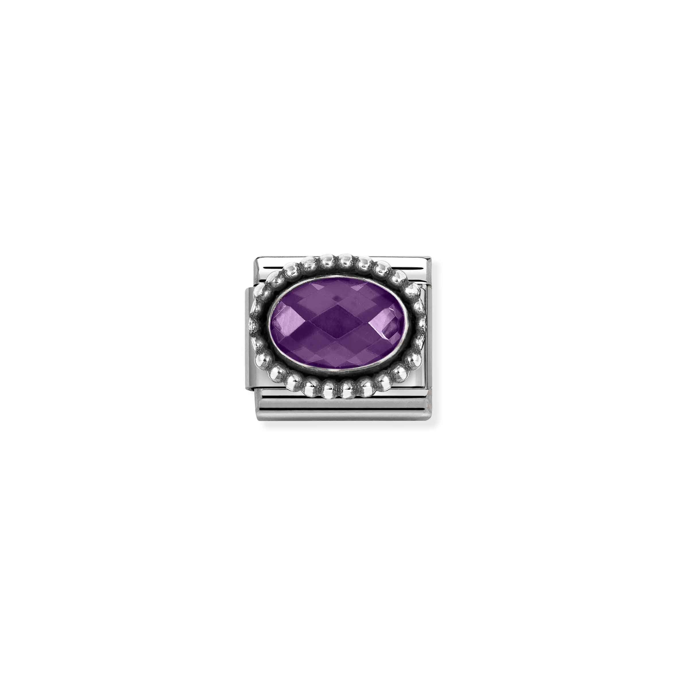 Charm, Composable Link, Violet CZ, Vintage Effect