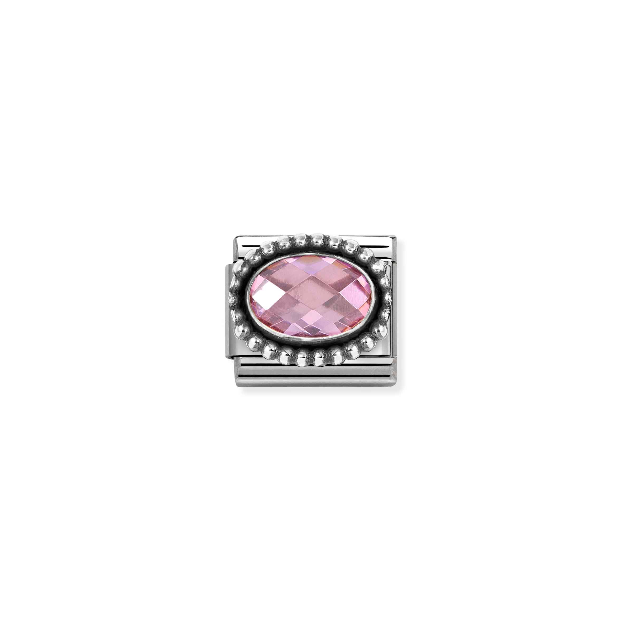 Charm, Composable Link, Pink CZ, Vintage Effect