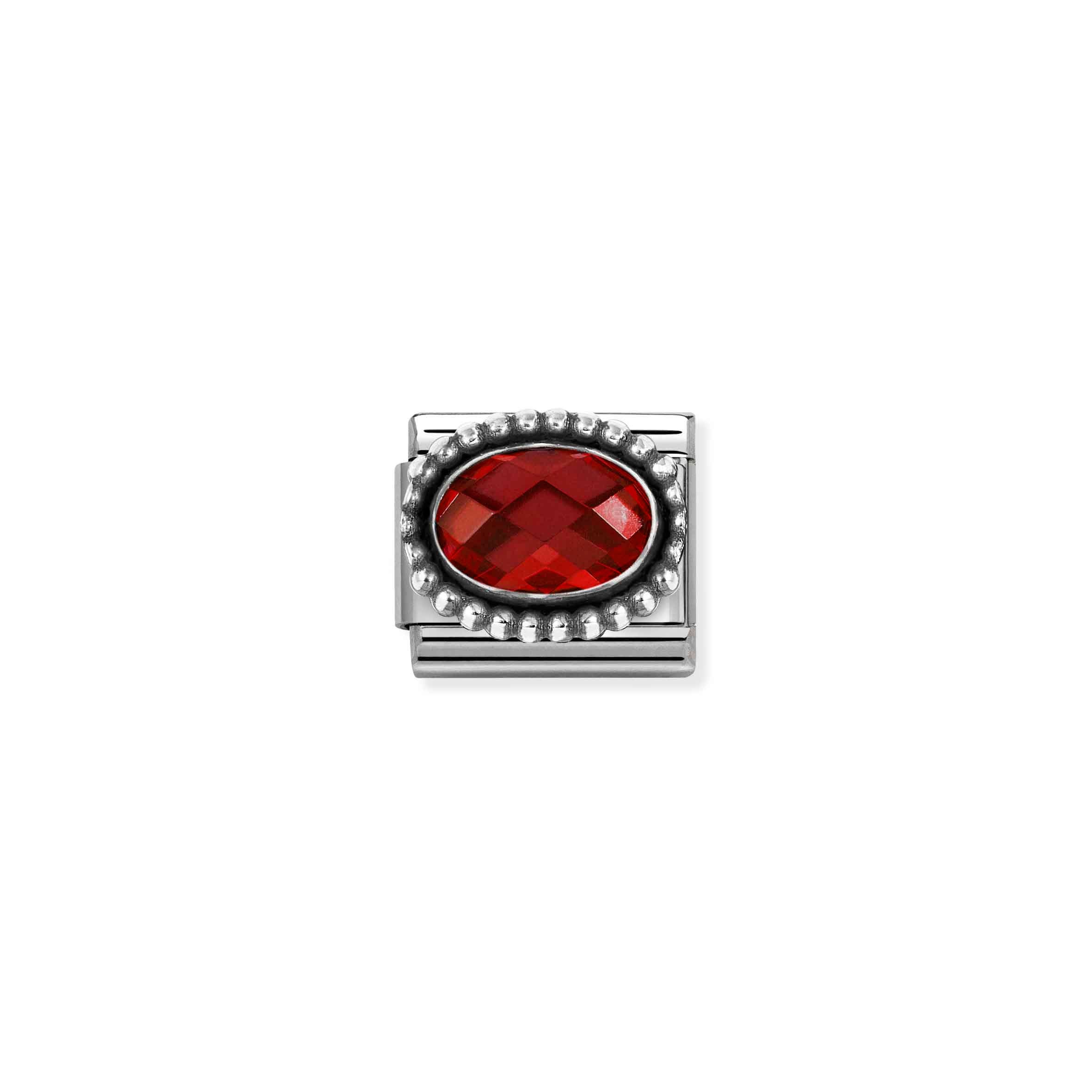 Charm, Composable Link, Red CZ, Vintage Effect