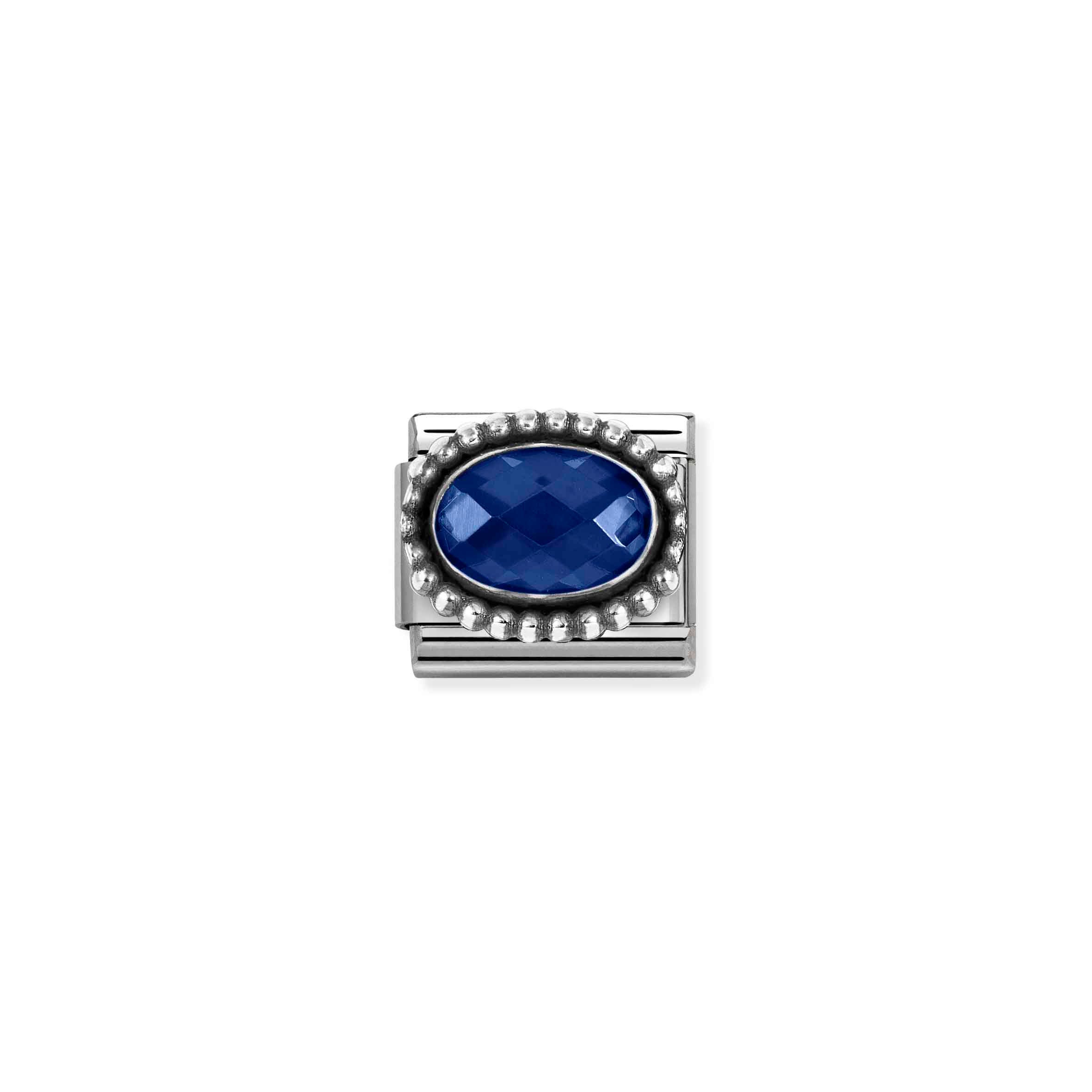 Charm, Composable Link, Dark Blue CZ, Vintage Effect