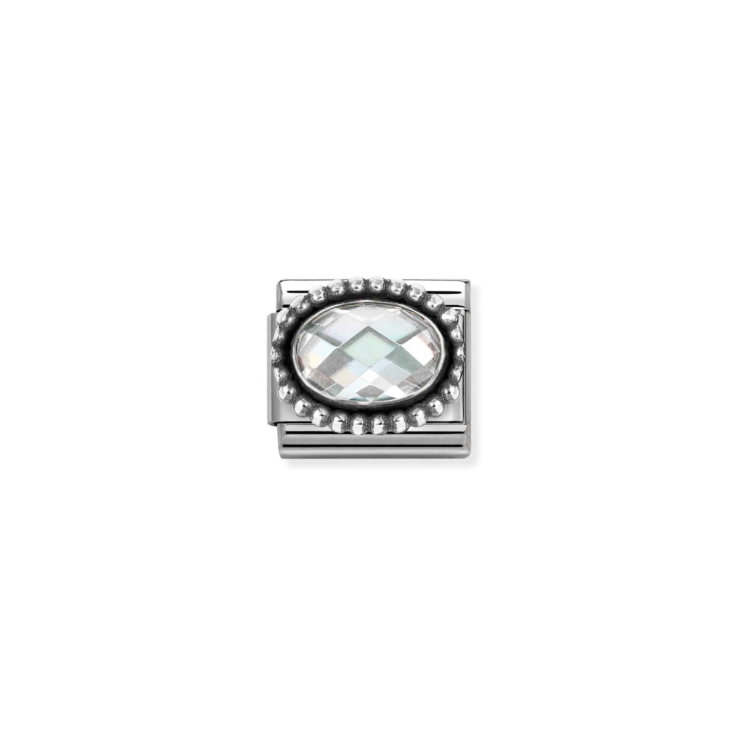 Charm, Composable Link, White CZ, Vintage Effect
