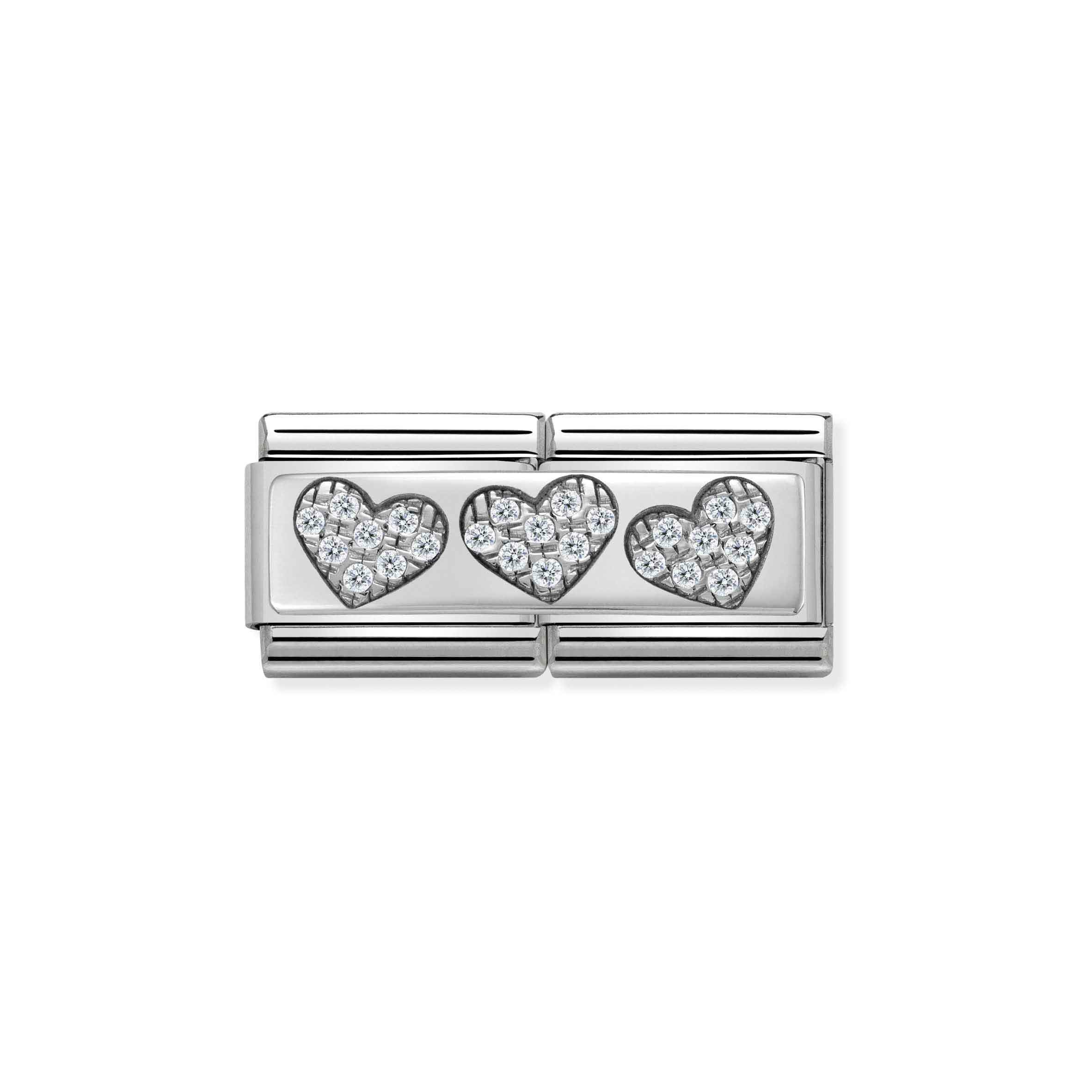 Charm, Composable Double Link, 3 Hearts