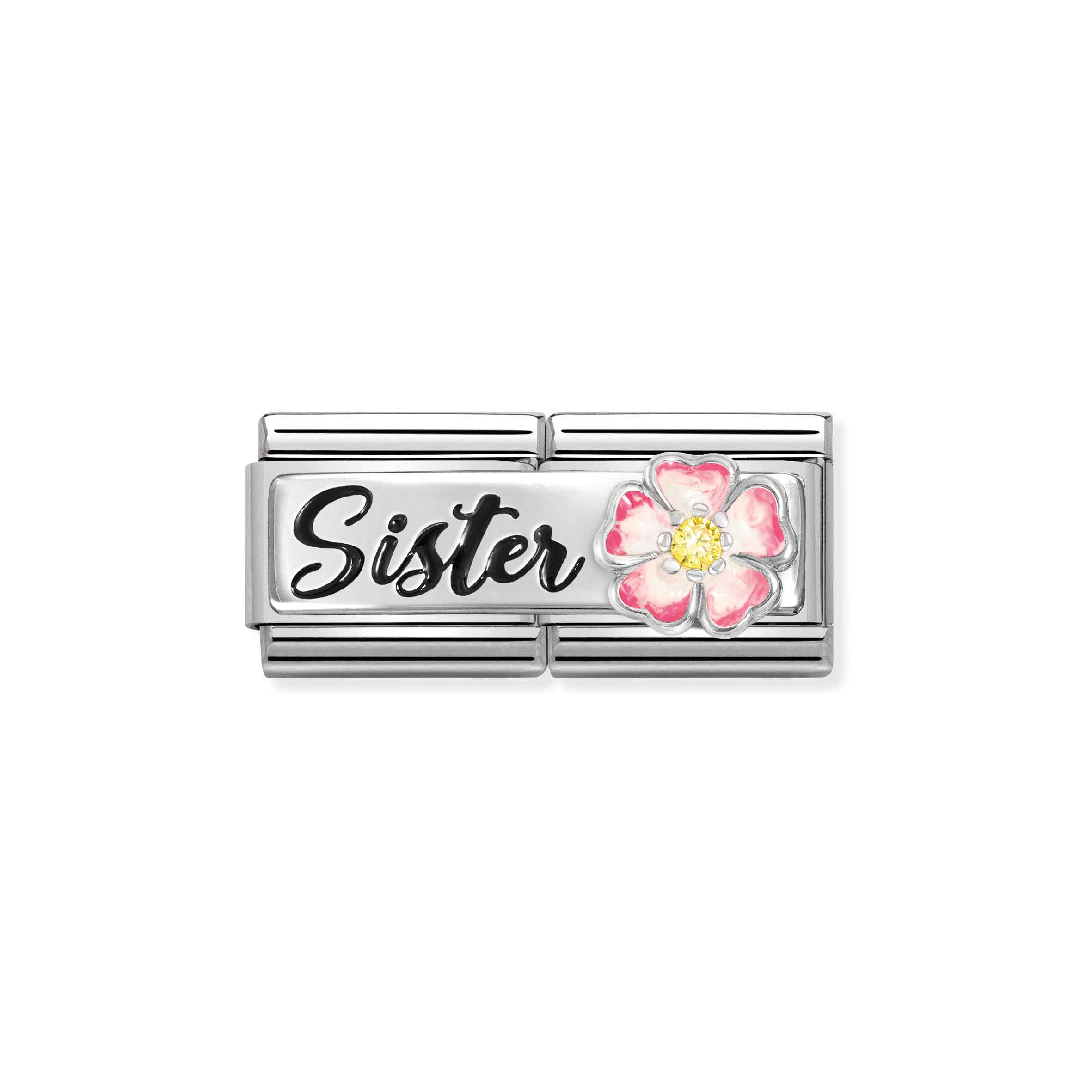 Charm, Composable Double Link,SISTER Pink Flower