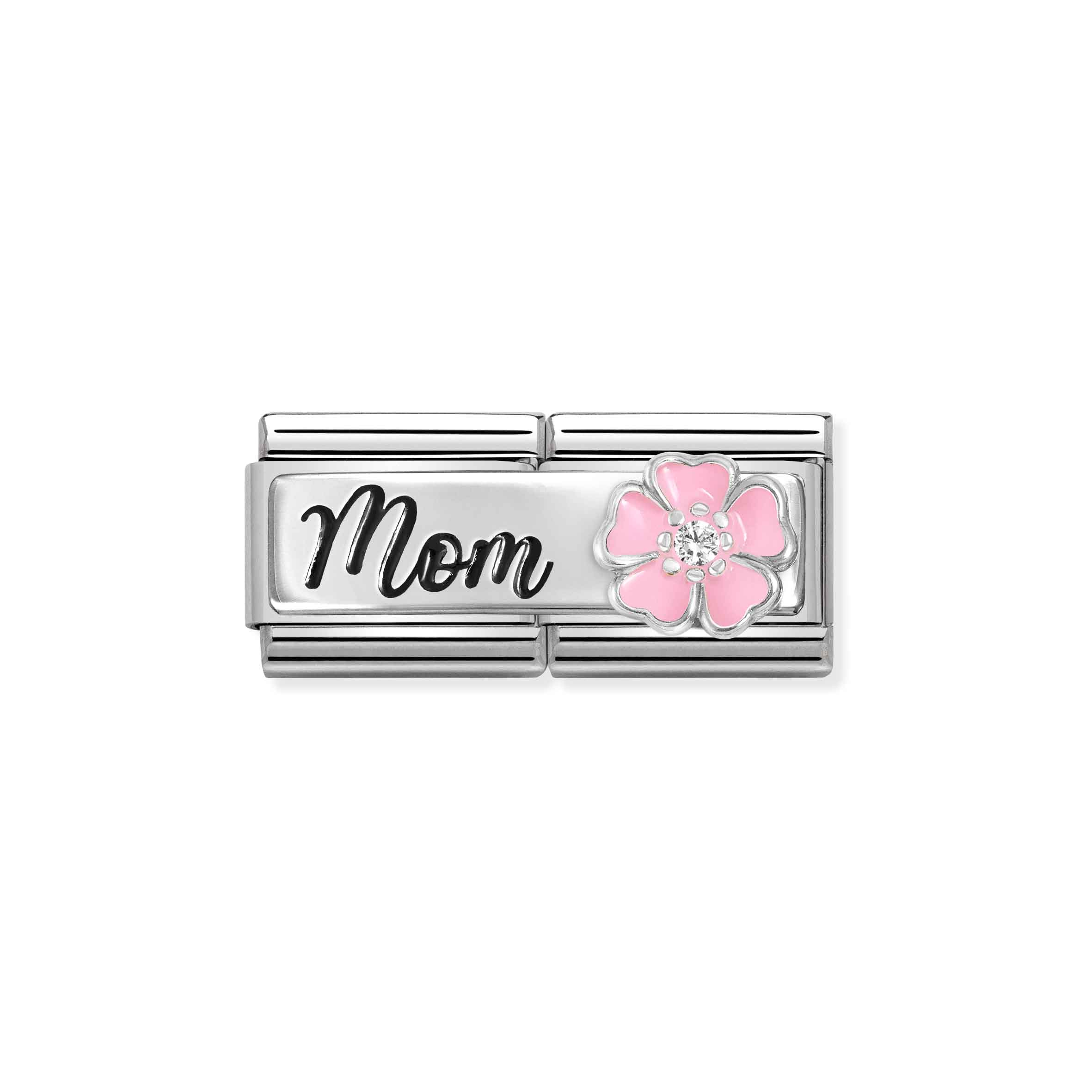 Charm, Composable Double Link,MOM Pink Flower