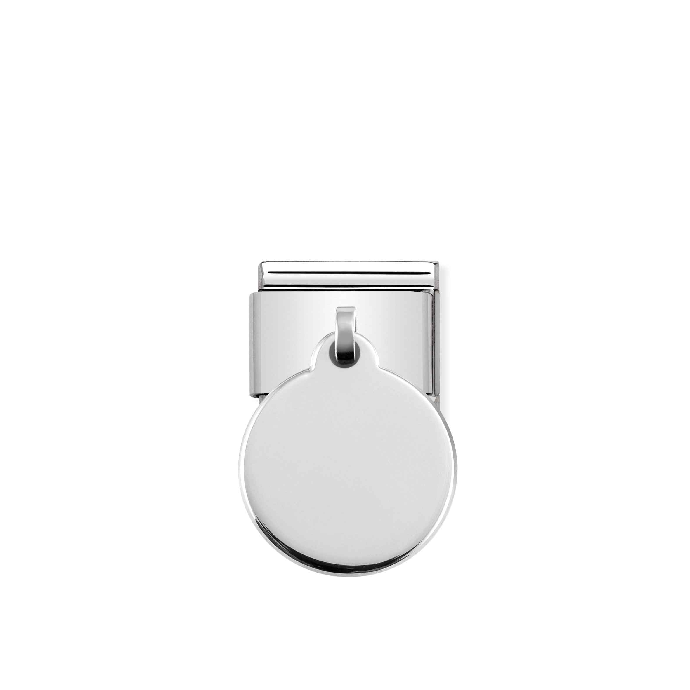 Charm, Composable Link, Round Pendant in Silver