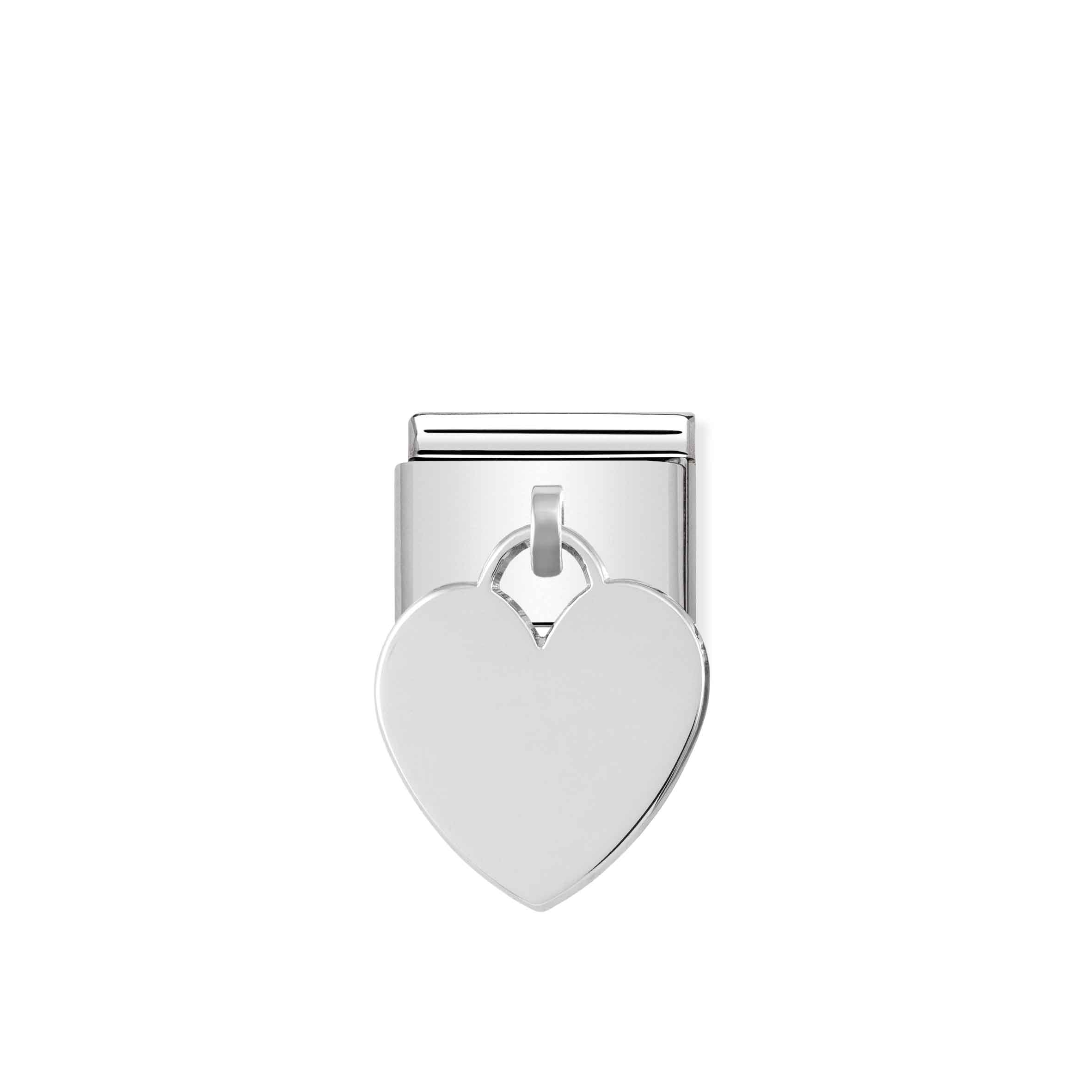 Charm, Composable Link,Heart Pendant in Silver