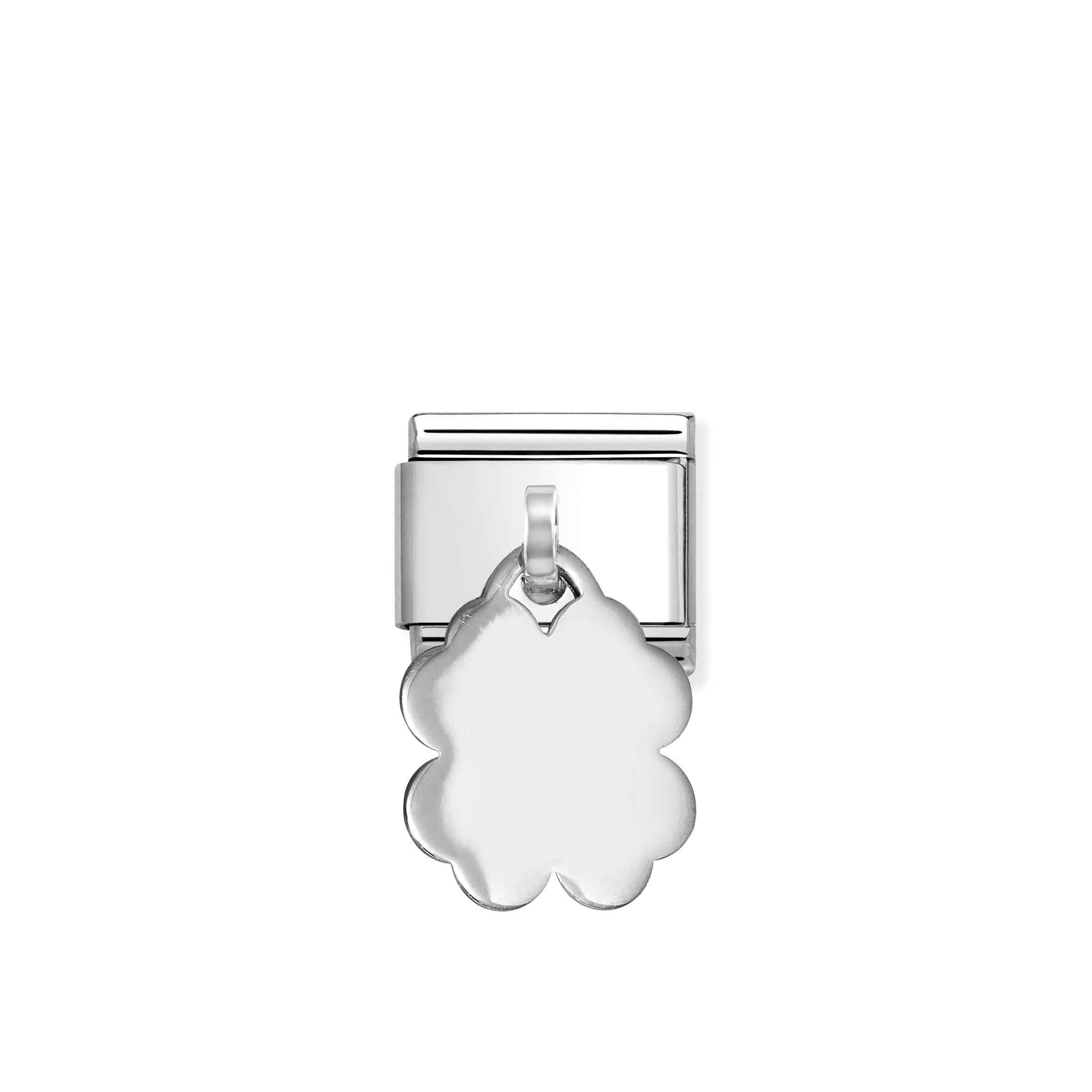 Charm, Composable Link, Four-Leaf Clover Engraving Pendant