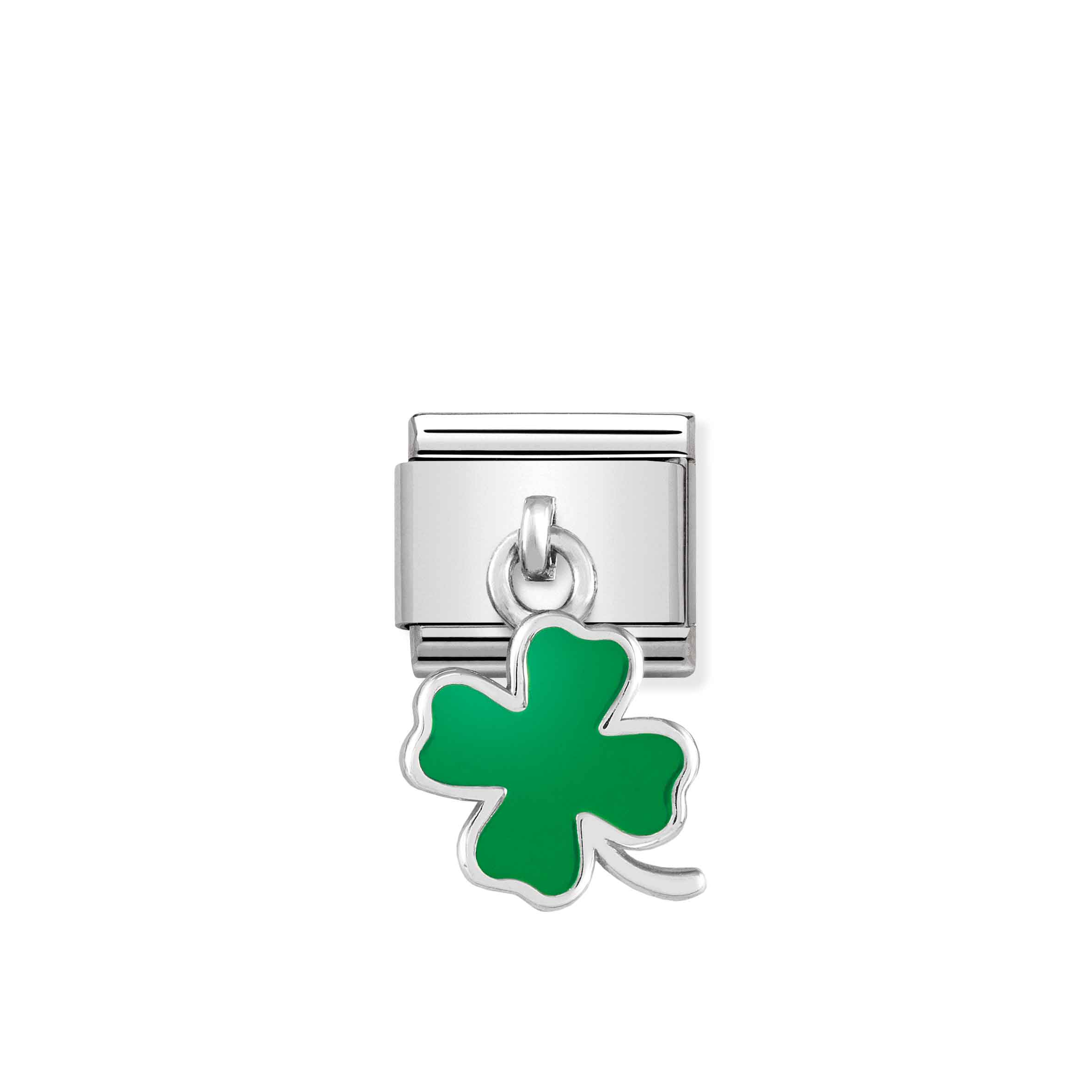 331805_01_01_572c.jpg Charm, Composable Link, Silver Green four-leaf clover