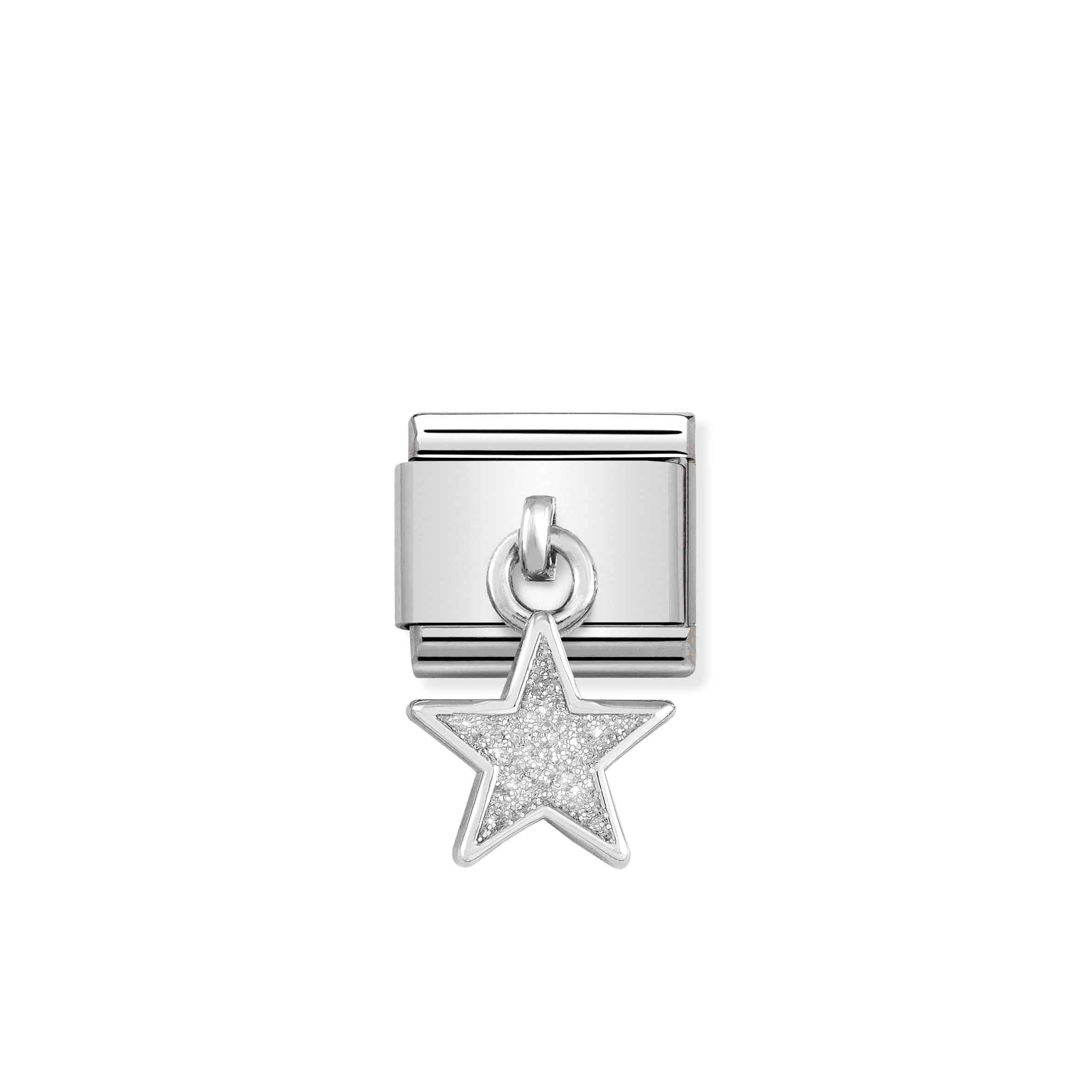 Charm, Composable Link, White Glitter Star