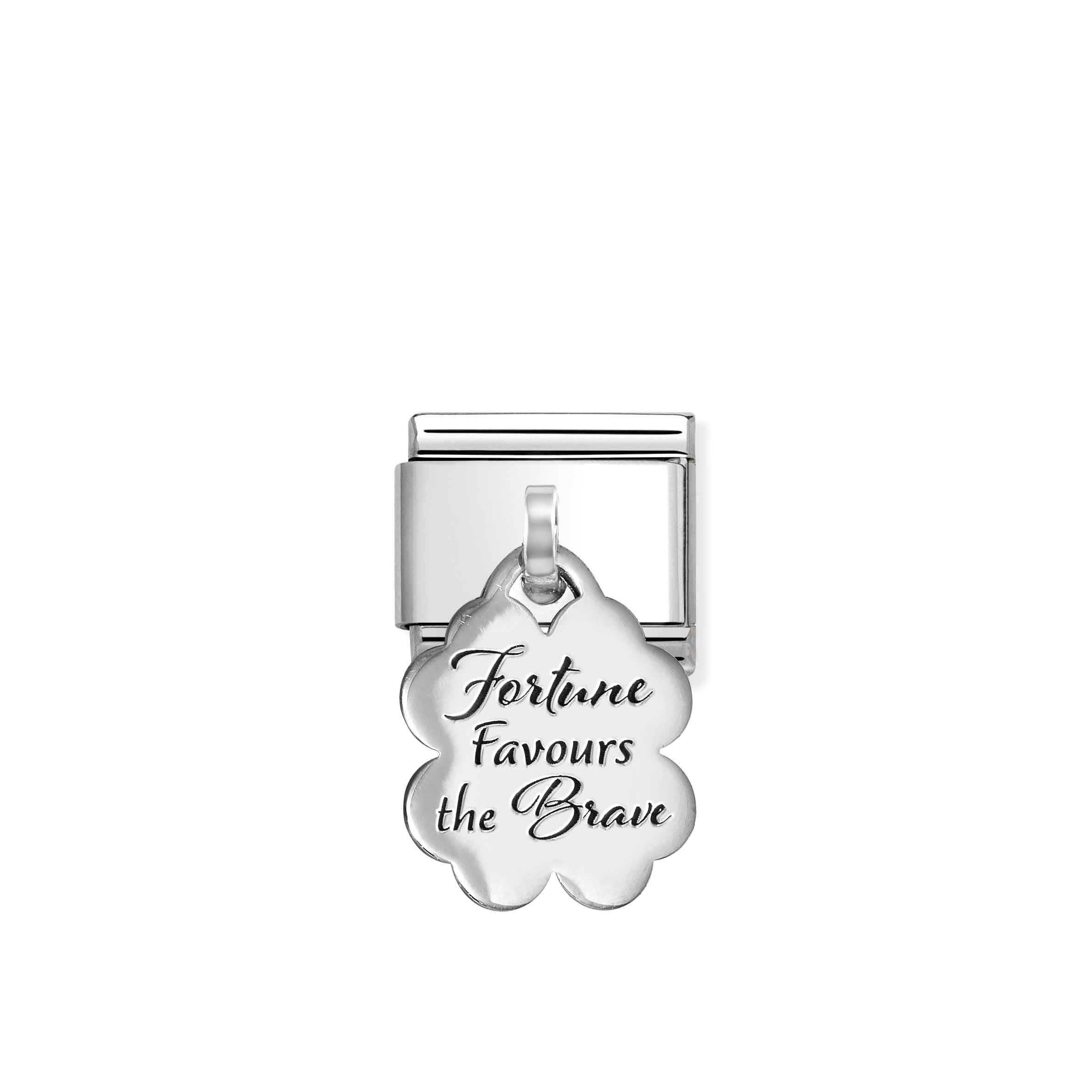 Charm, Composable Link, FORTUNE FAVOURS THE BRAVE Clover pendant
