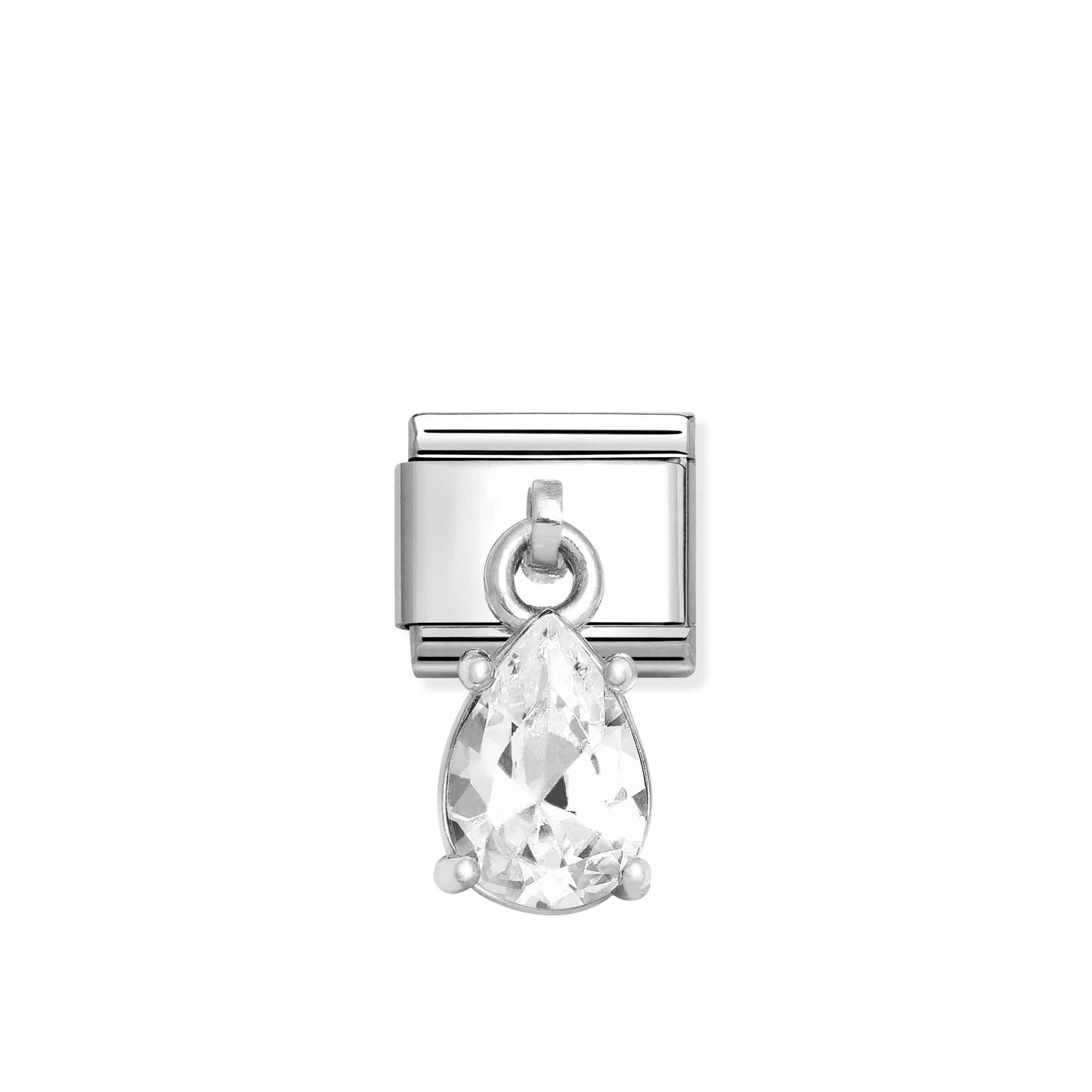 331812_10_01_d291.jpg Charm, Composable Link, Pendant Drop Pear Cut Stone, White