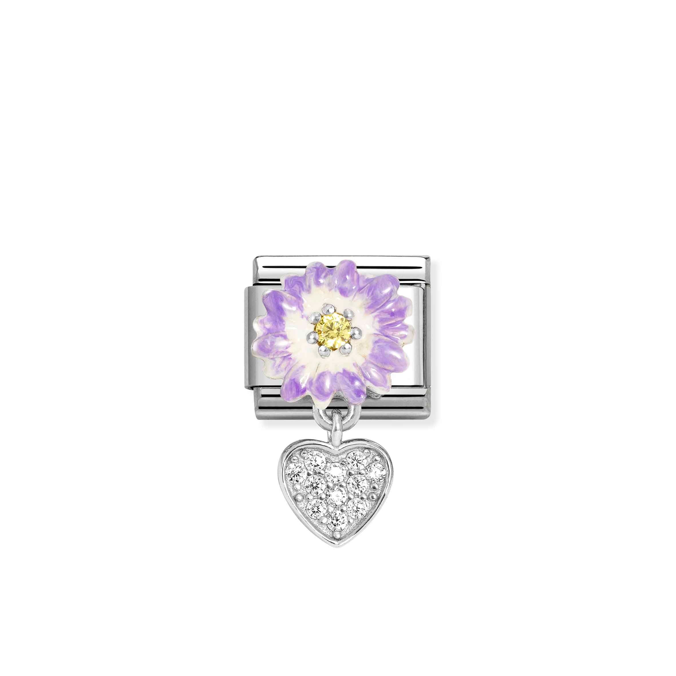 Charm, Composable Link, Purple Flower, Heart