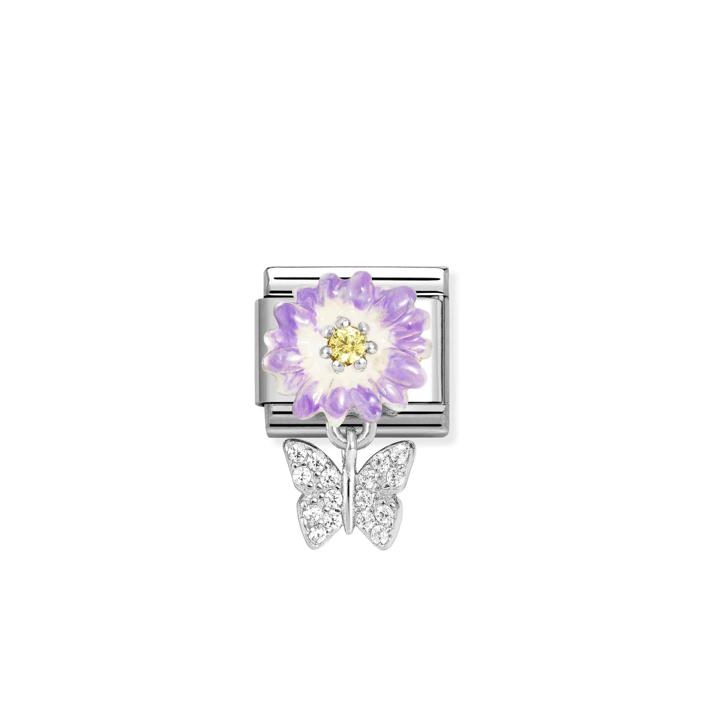 Charm, Composable Link, Purple Flower, Butterfly