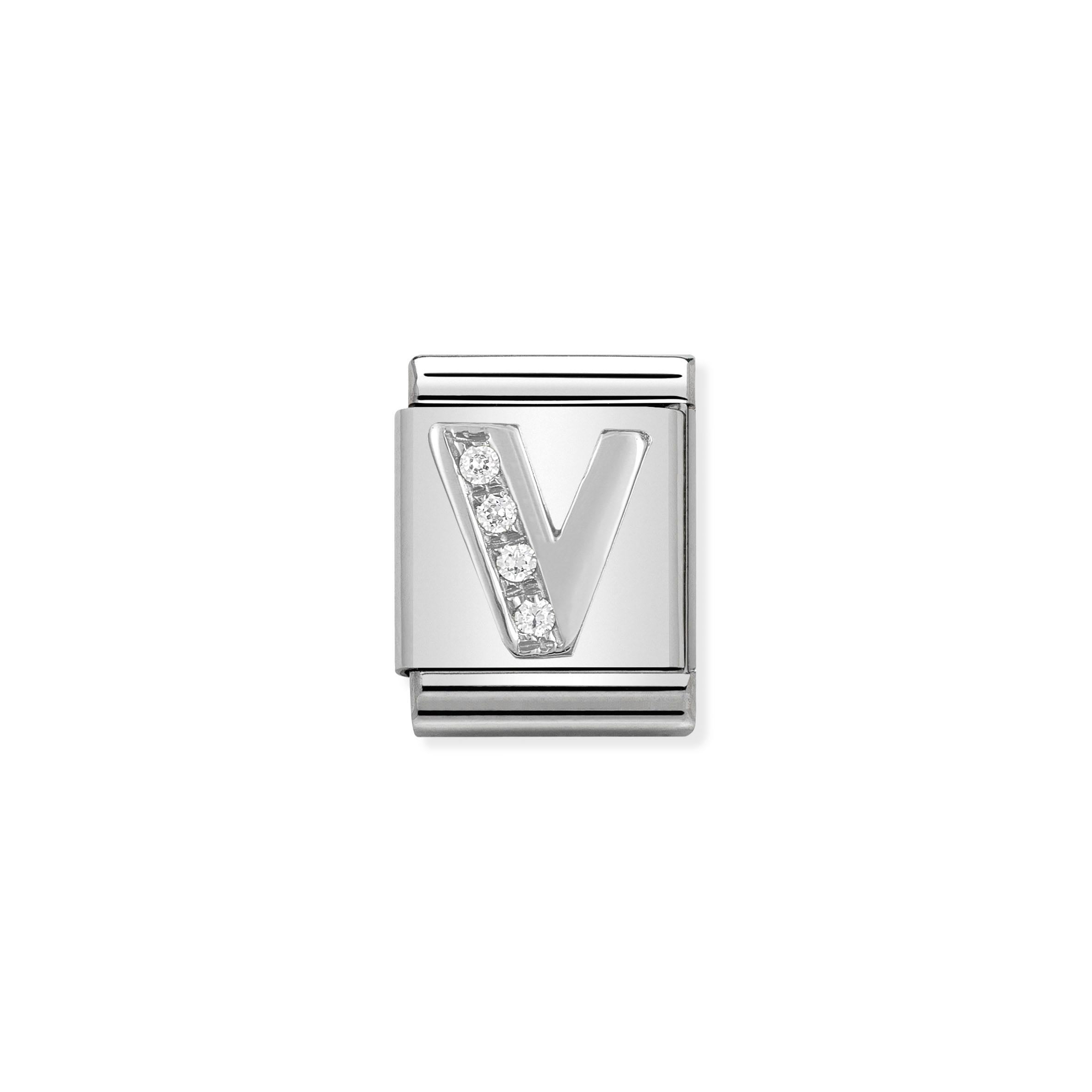Composable Big Link Silver Letter V