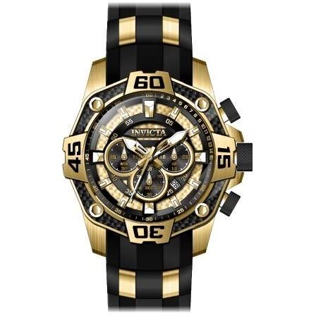 Invicta Men's 33838 Pro Diver Black and Gold-Tone Polyurethane and Stainless Steel Watch